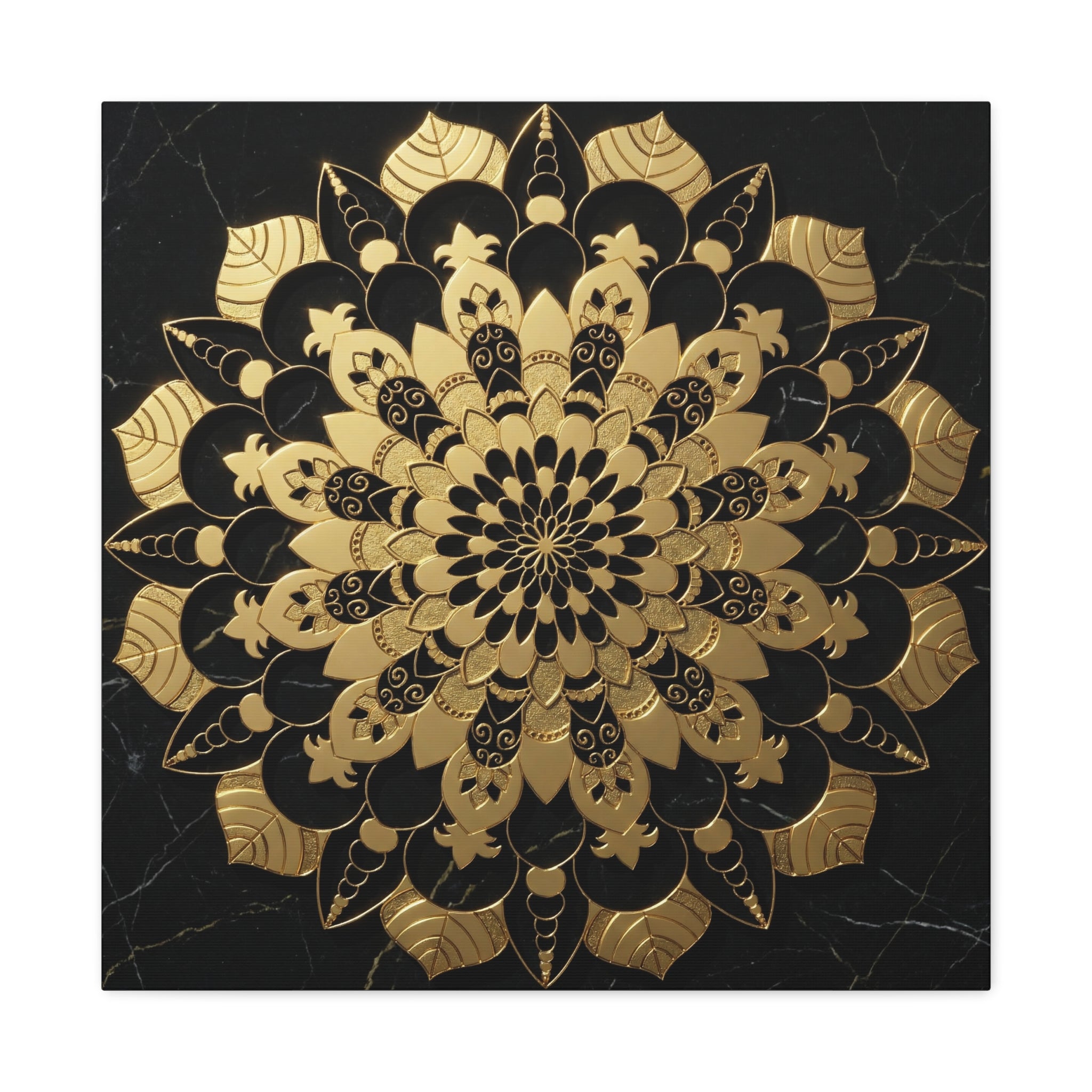 Infinite Bloom – Ornate Gold Mandala Canvas