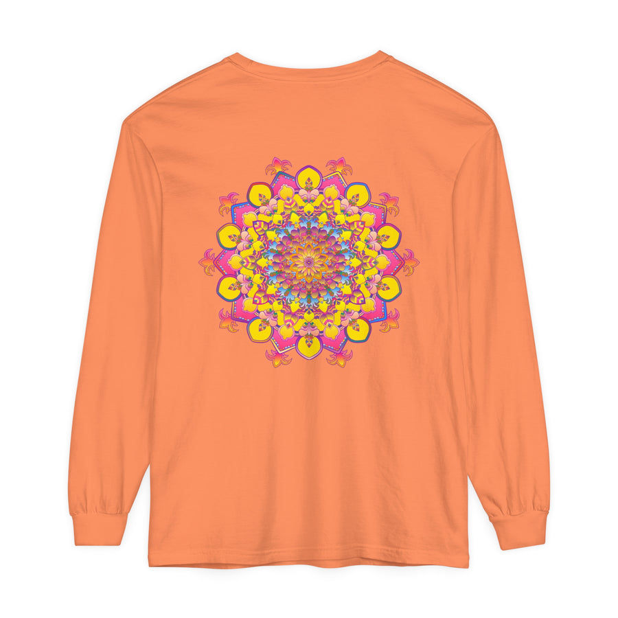 Vibrant Mandala Unisex Long Sleeve T-Shirt with intricate and colorful design