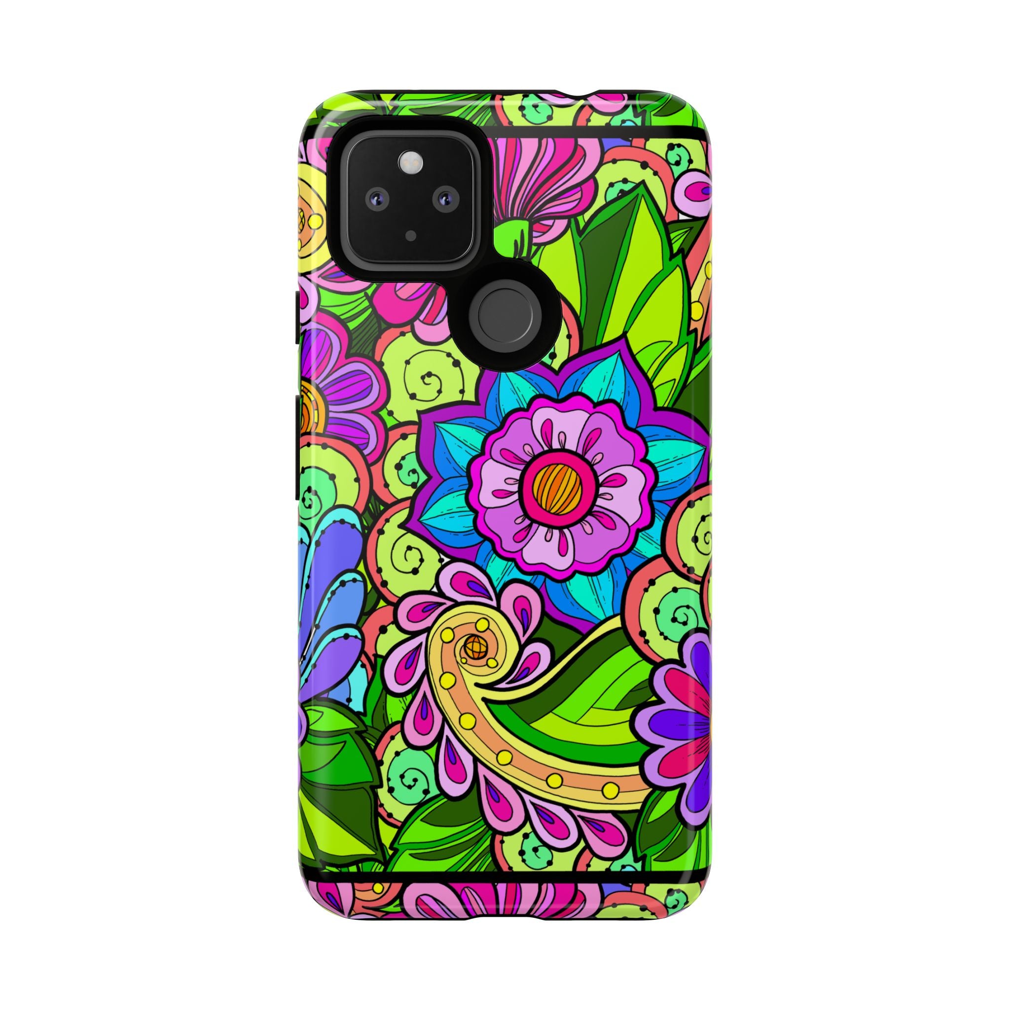 Floral Fantasy iPhone and Google Pixel Case in Bright Green Palette