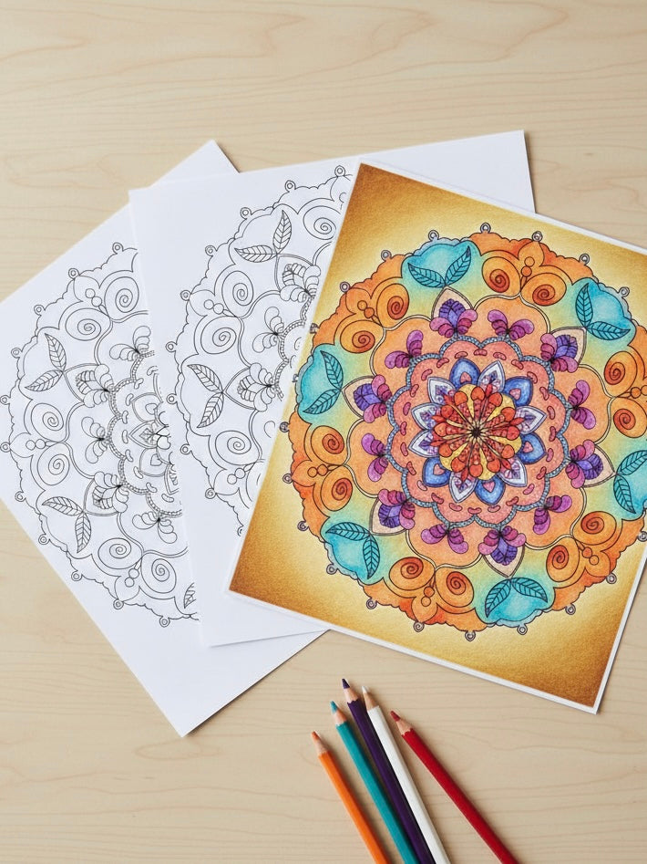 Páginas para colorear de mandala 16 Diseños dibujados a mano - Colorear para adultos - 16 páginas PDF
