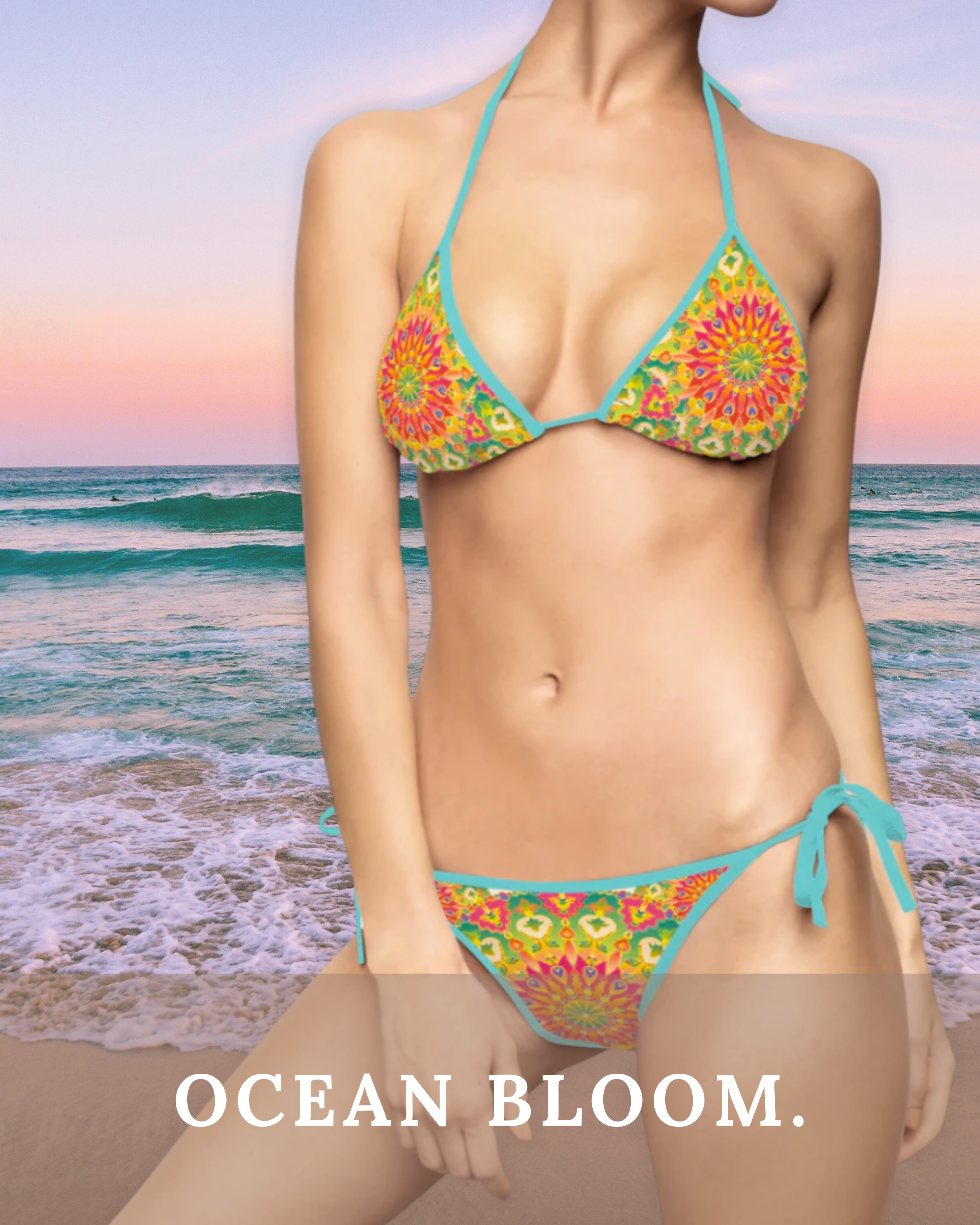 Intricate Mandala Print Bikini in Bright Summer Hues