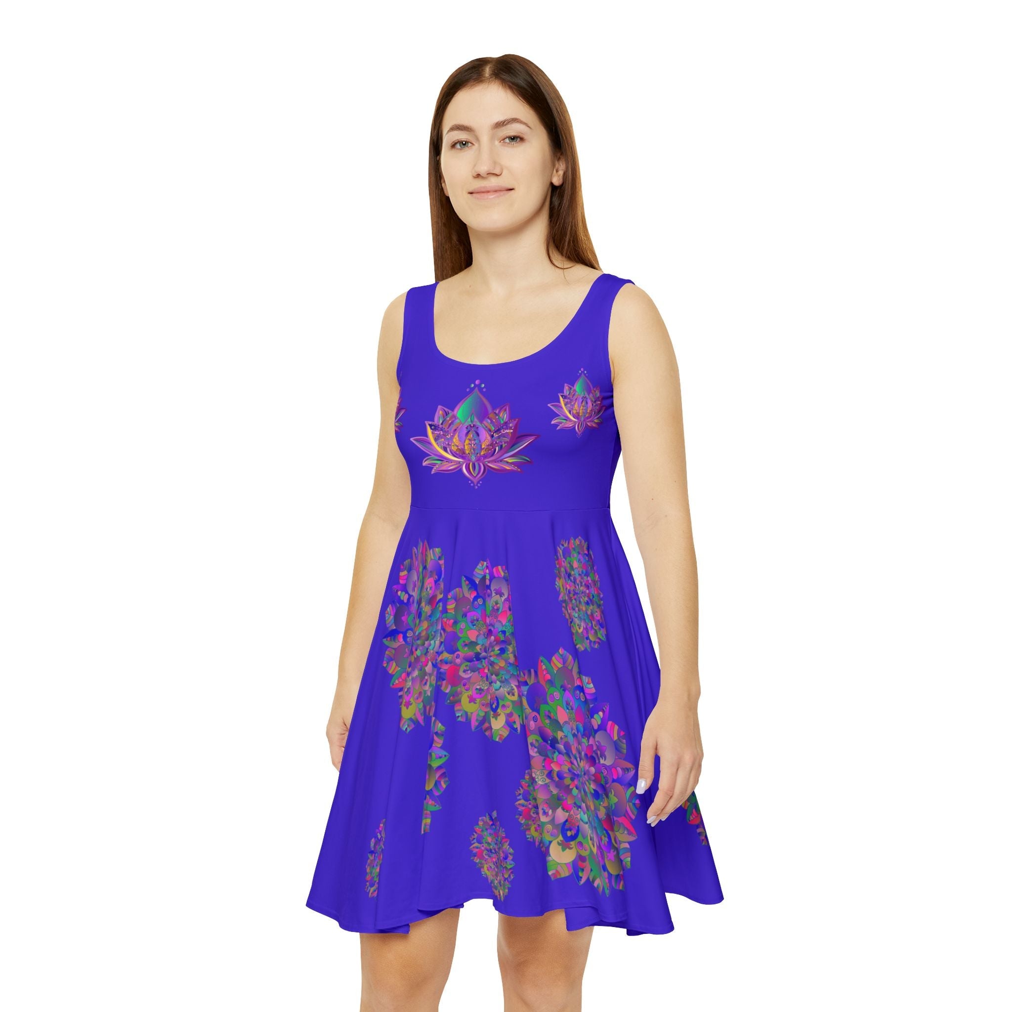 purple floral skater dress Gabrielle | Purple Lily Print Boat-Neck Skater Mini Dress