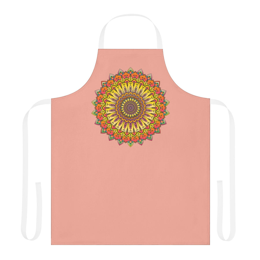Apricot Mandala Apron - Hand - Drawn Art All Over Prints - Blululi