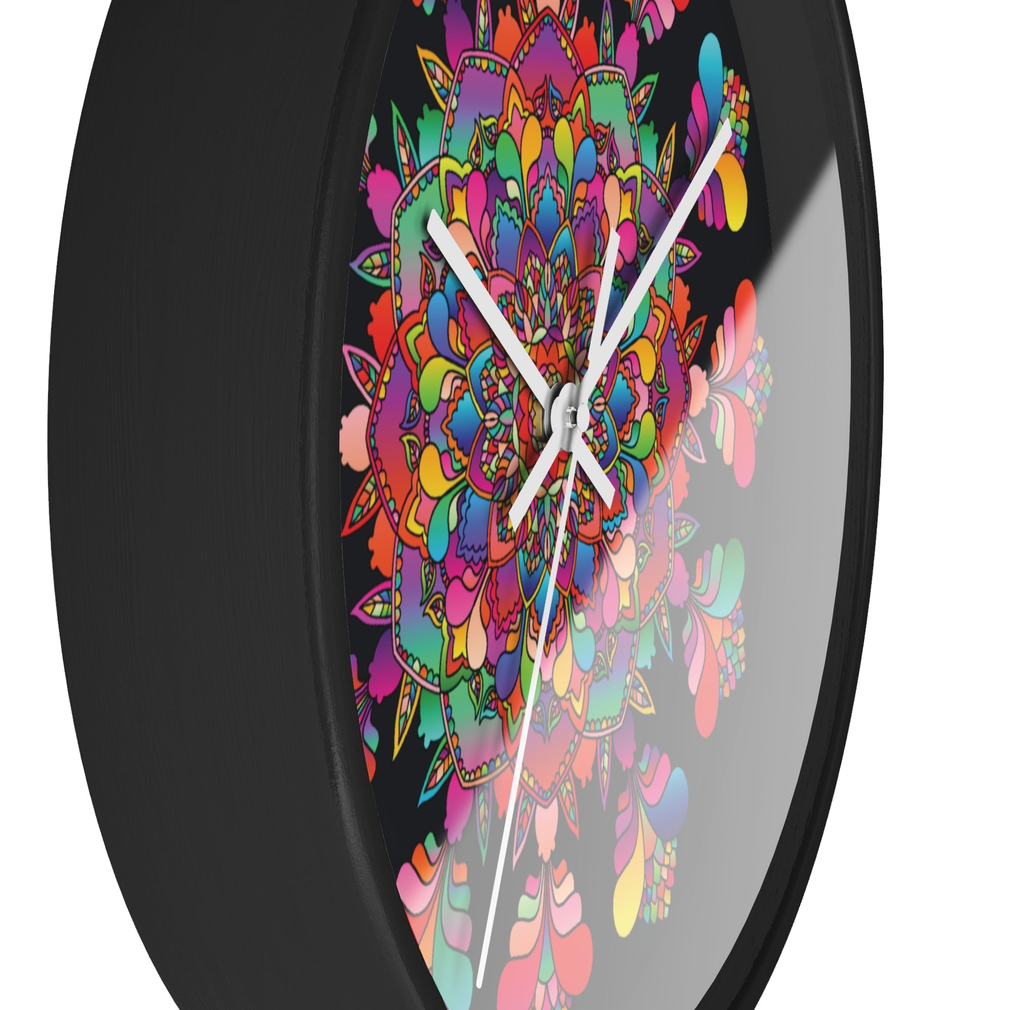 Black and Colorful Mandala Wall Clock Home Decor - Blululi