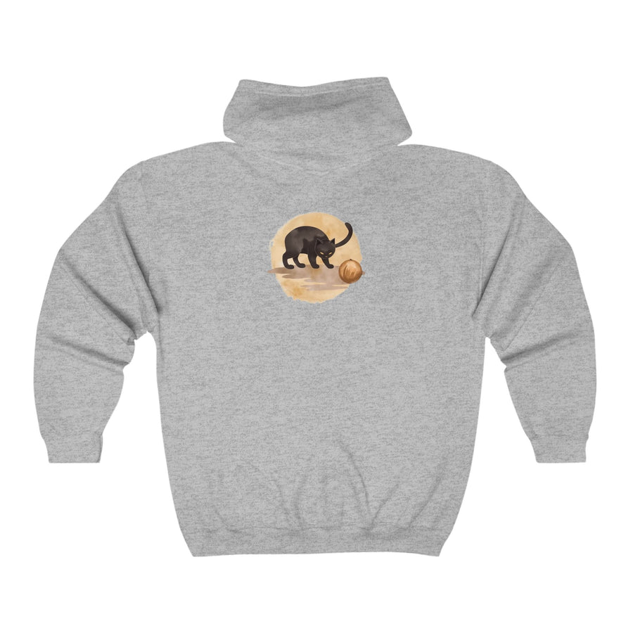 Black Cat & Coconut Hoodie - Whimsical Design Hoodie - Blululi
