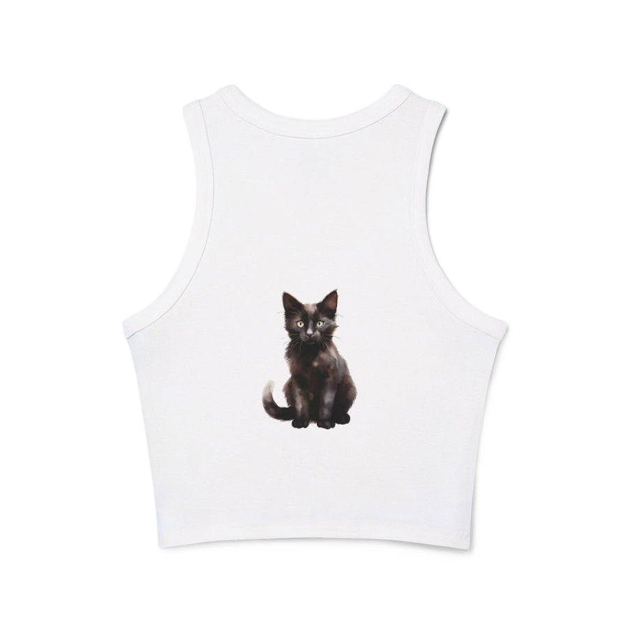 Black Cat Racerback Tank Top - Cute Kitty Design Tank Top - Blululi