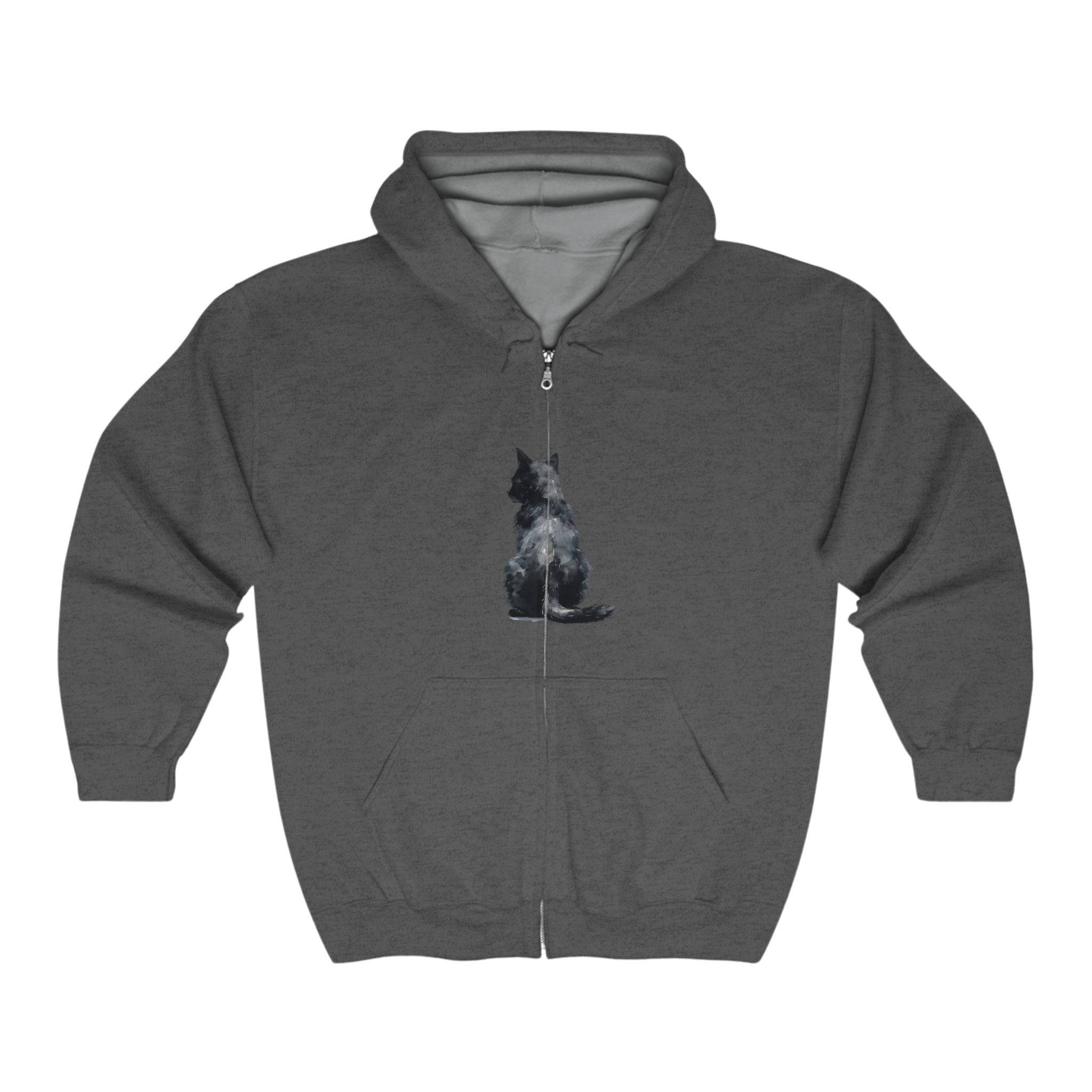 Black Cat Watercolor Hoodie - Cozy & Cute Hoodie - Blululi