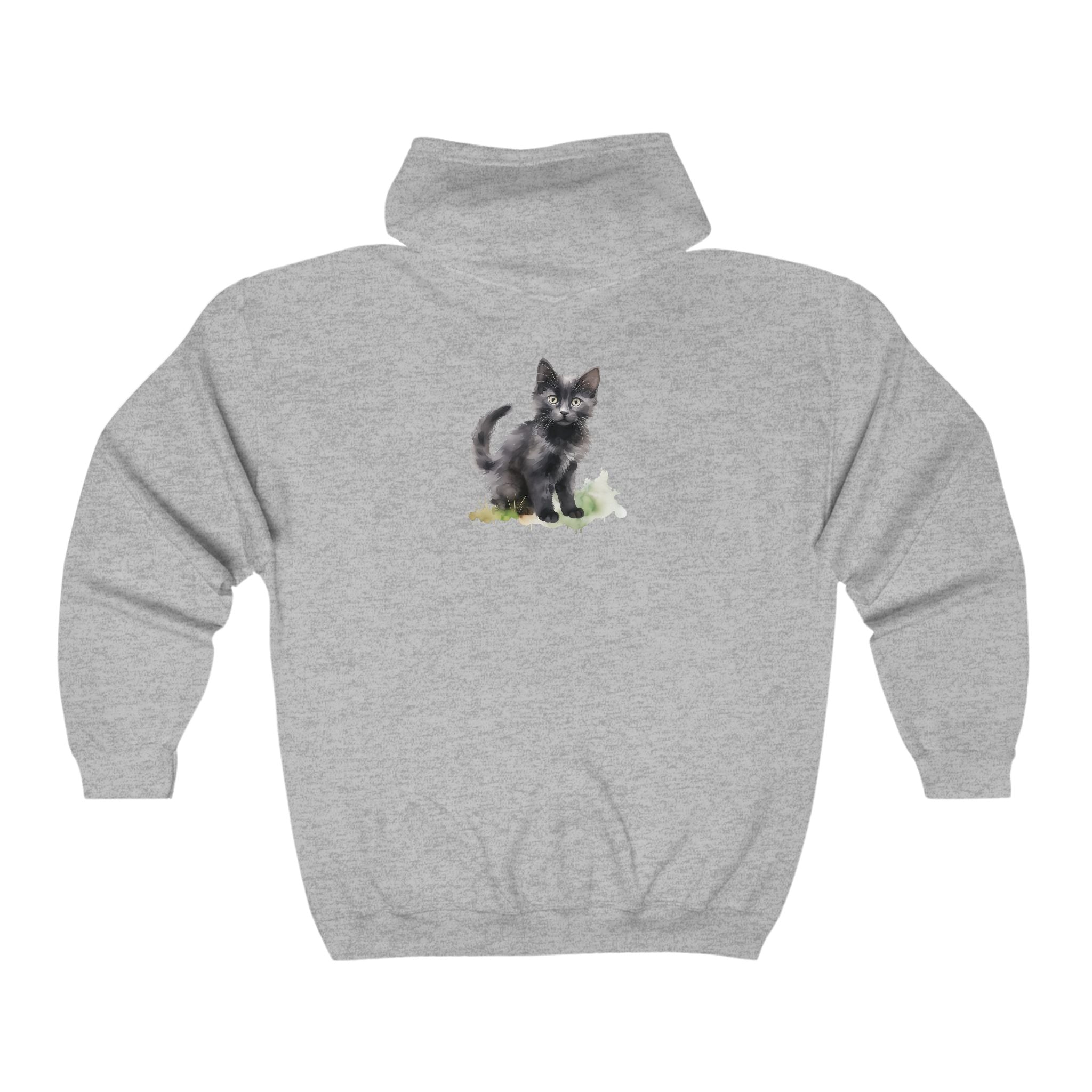 Black Cat Watercolor Hoodie - Cozy & Stylish Hoodie - Blululi