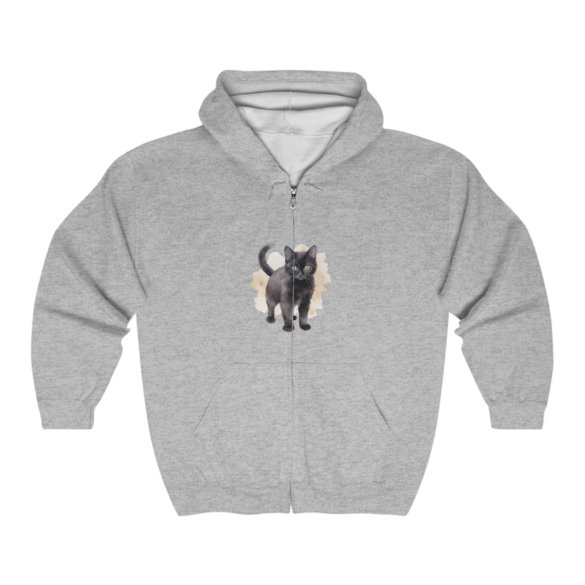 Black Cat Watercolor Hoodie - Cute & Whimsical Hoodie - Blululi