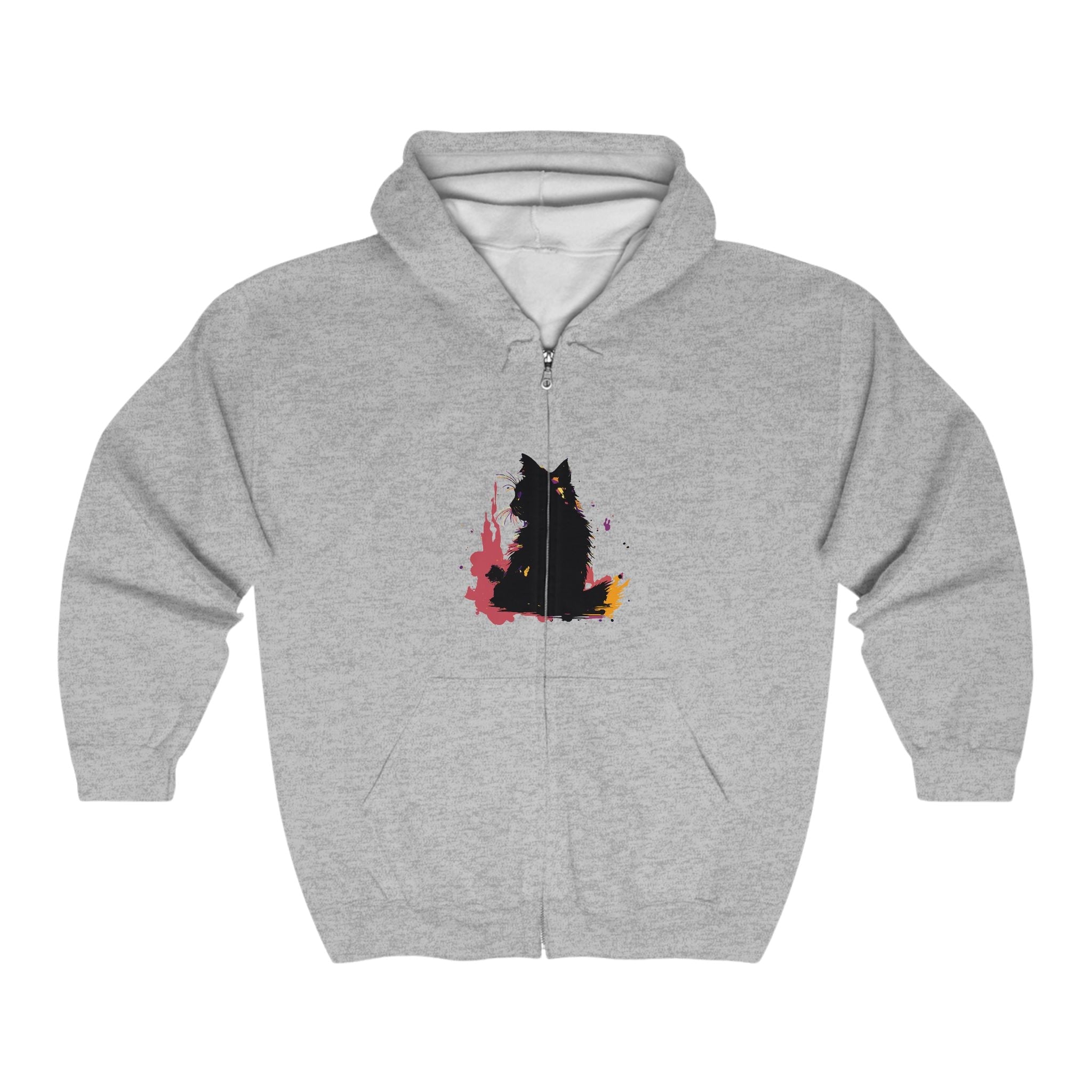 Black Cat Watercolor Hoodie - Mystical Pet Design Hoodie - Blululi