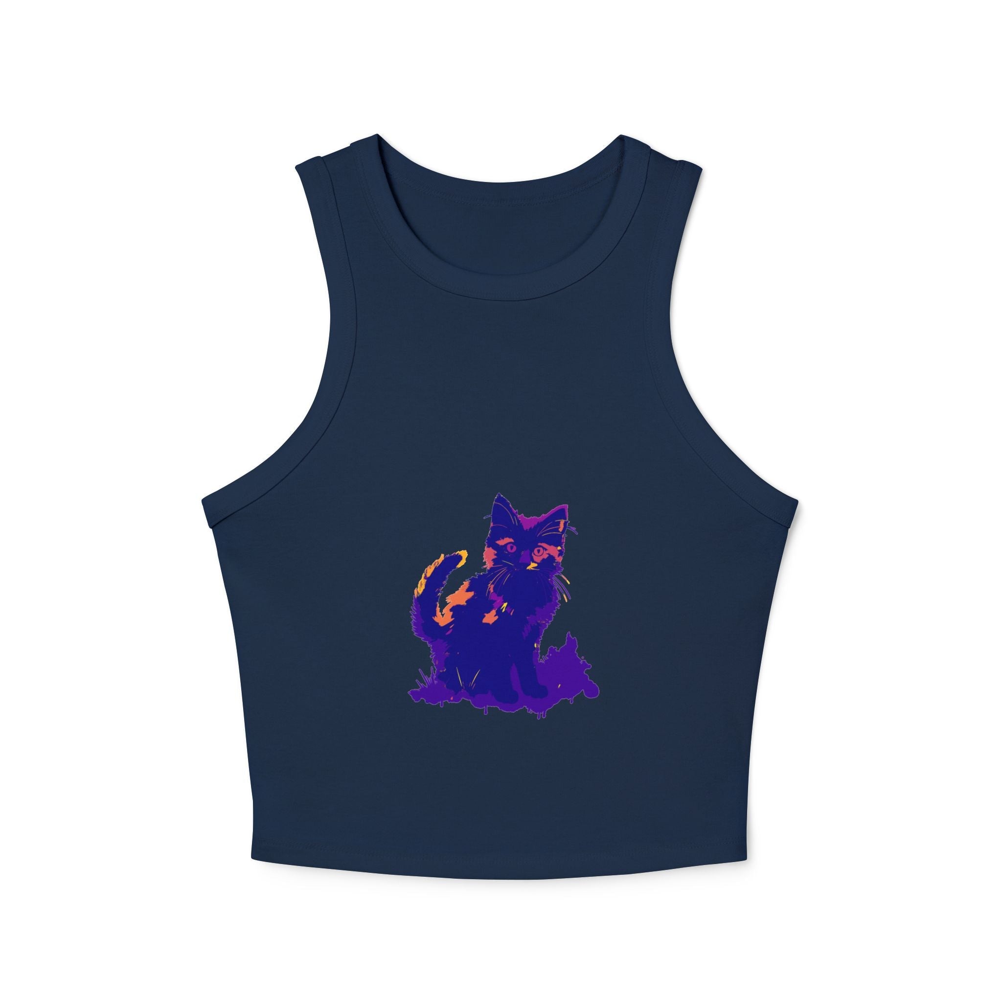 Black Cat Watercolor Racerback Tank Top - Colorful Kitten Tank Top - Blululi