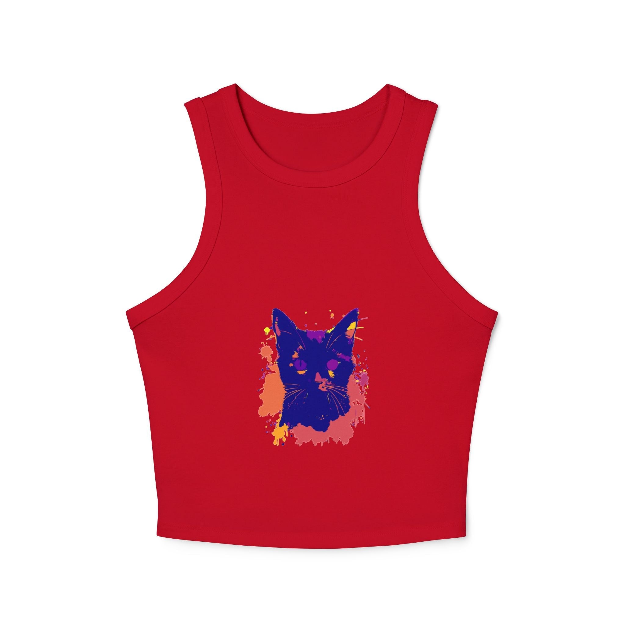 Black Cat Watercolor Racerback Tank Top - Colorful Splatter Tank Top - Blululi