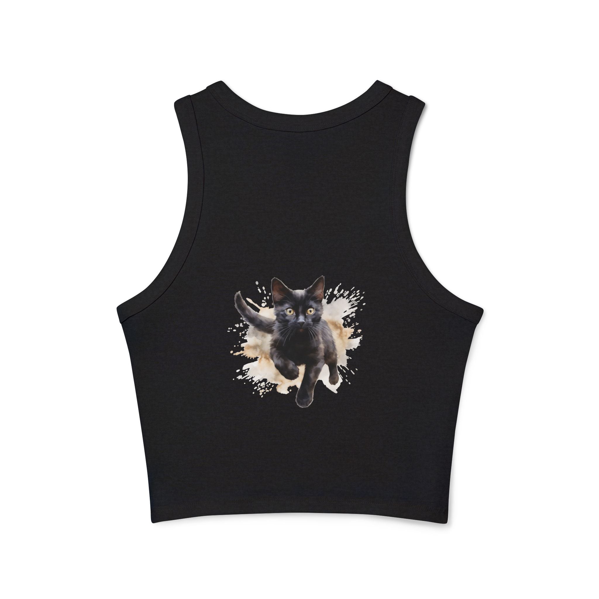 Black Cat Watercolor Racerback Tank Top Tank Top - Blululi