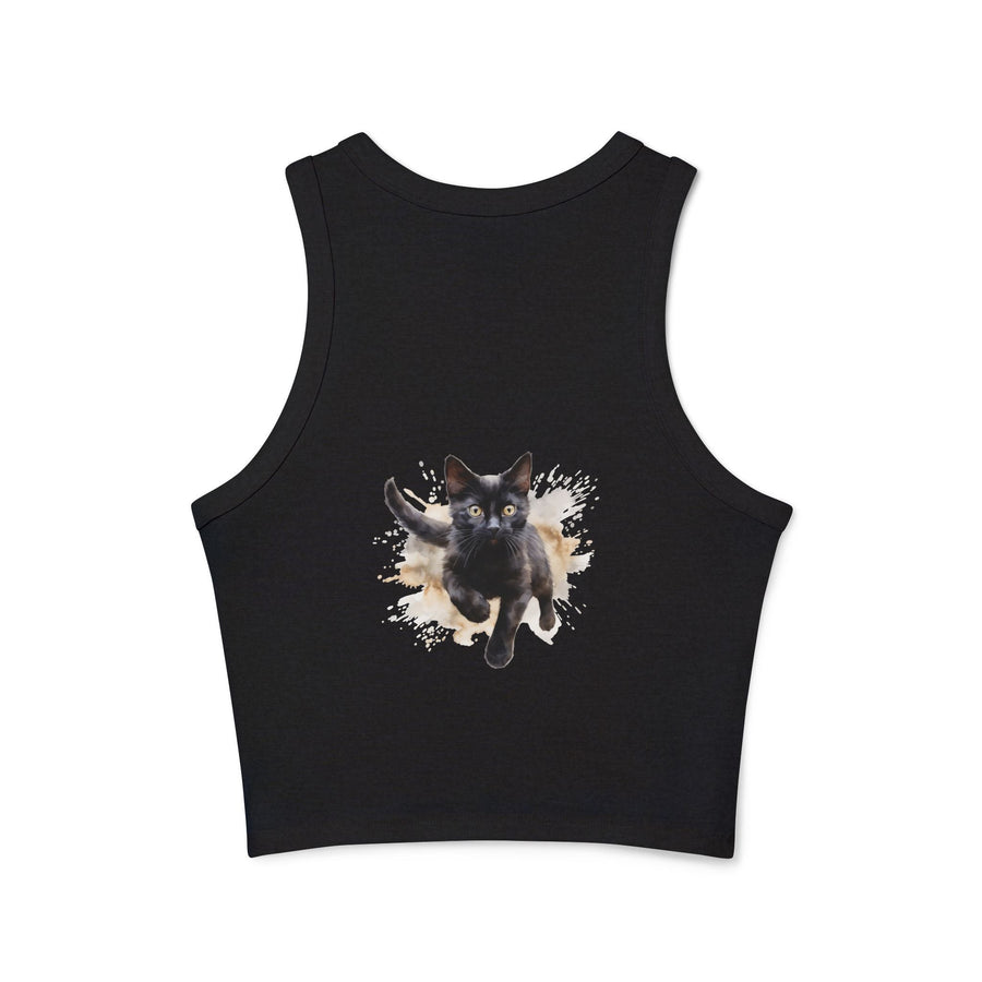 Black Cat Watercolor Racerback Tank Top Tank Top - Blululi