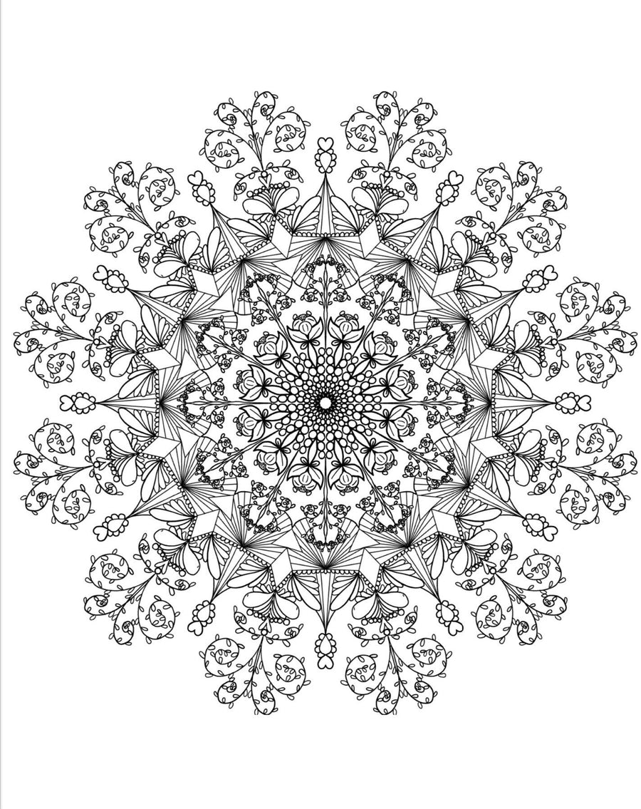 Blululi Serene Hand Drawn Mandala Coloring Pages - 16 Unique Designs digital download - Blululi