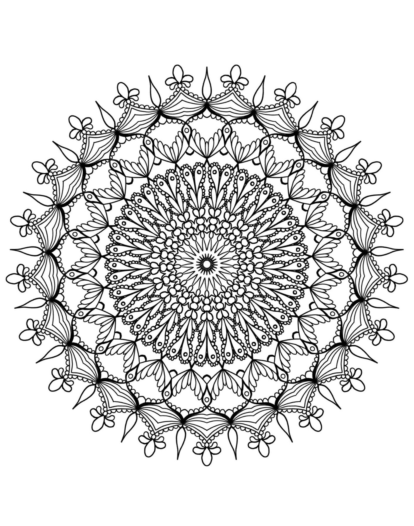 Blululi Serene Hand Drawn Mandala Coloring Pages - 16 Unique Designs digital download - Blululi