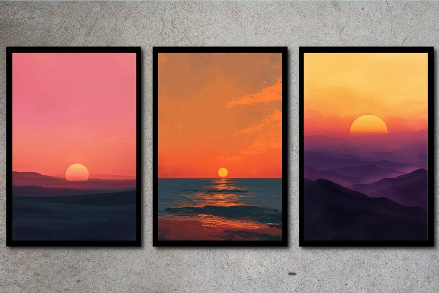 Blululi Sunset Scenery - 12 High - Quality PNGs - Modern Decor in Four Sizes digital download - Blululi