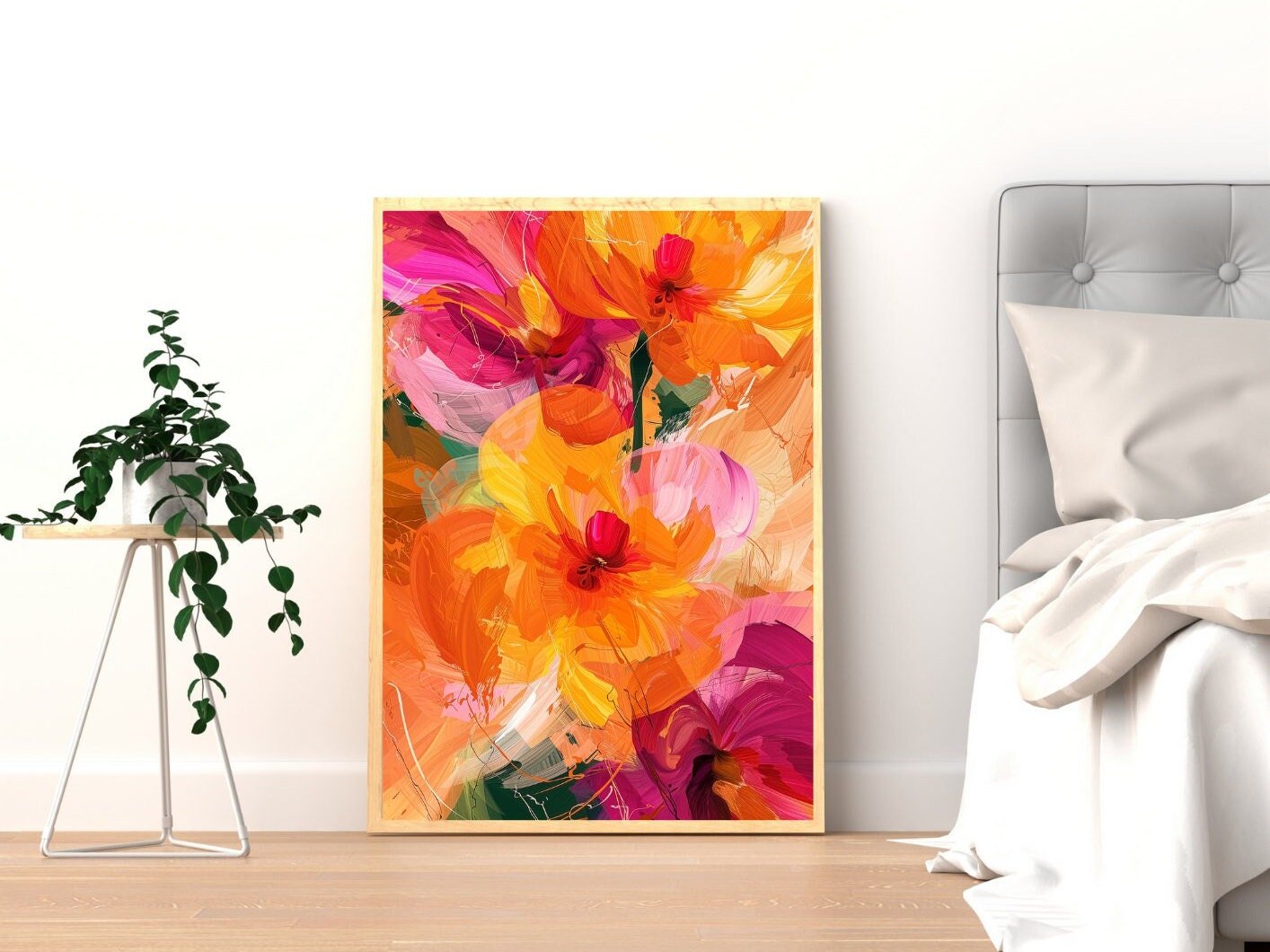 Blululi Vivid Blossoms Trio - Abstract Flowers Digital Wall Art for Living Room Decor, Instant Download - Assorted Sizes digital download - Blululi