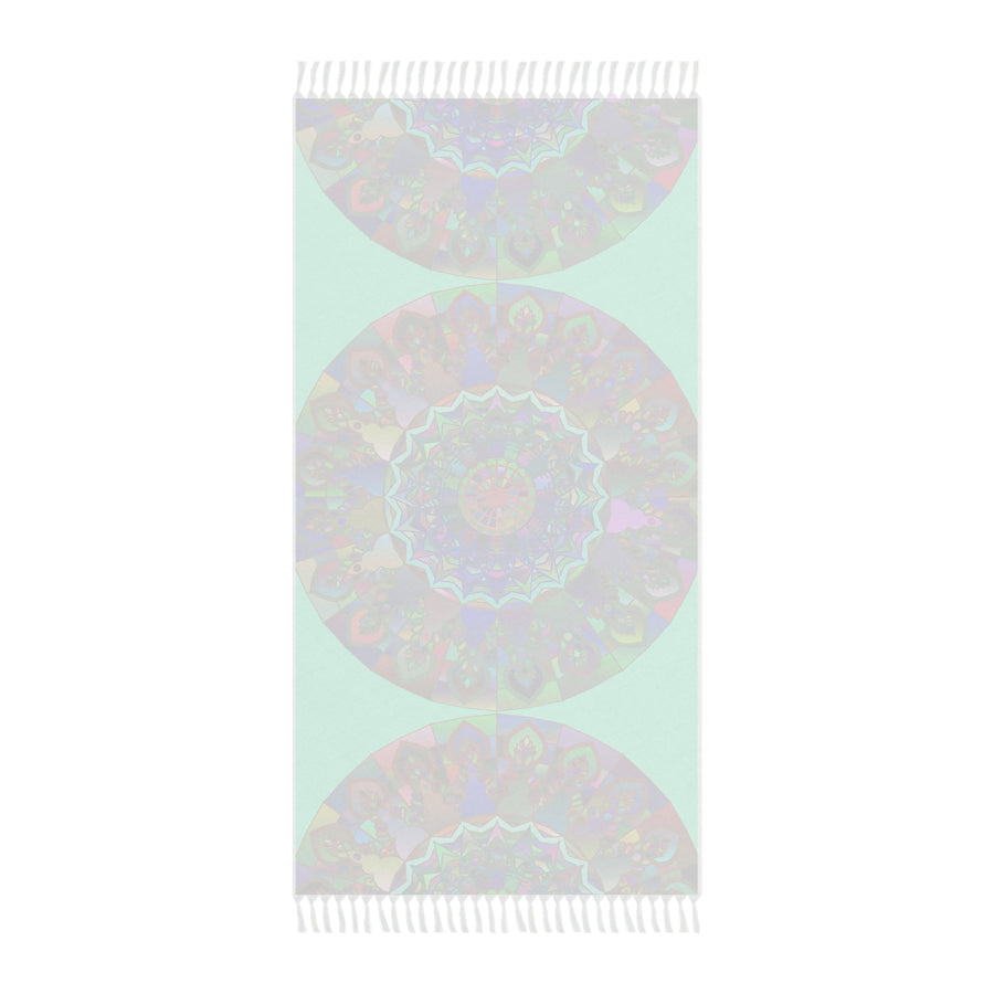 Boho Beach Cloth decorated with Mandala Art - Original Fine Art Hand - Drawn - Aquamarine - Blululi