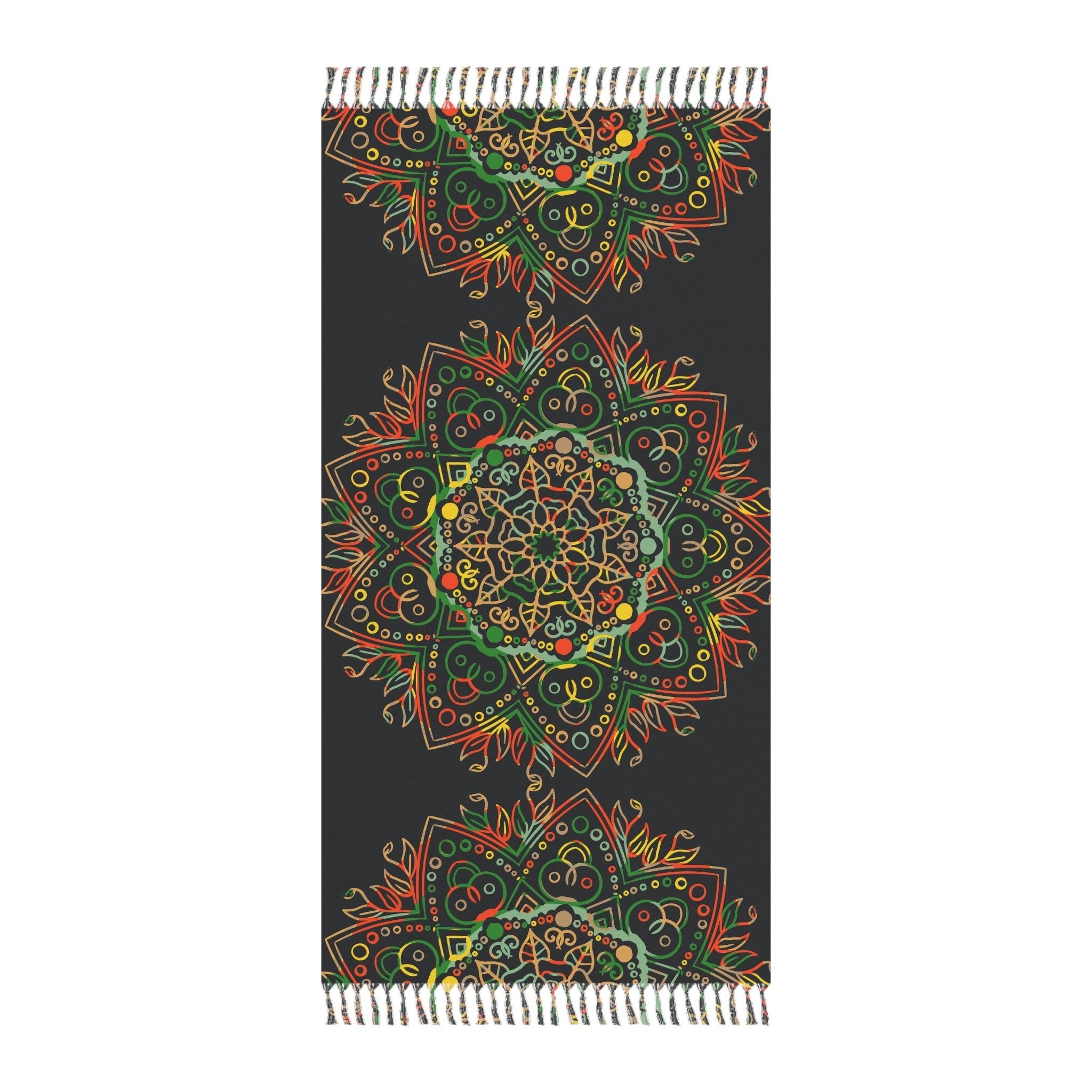 Boho Beach Cloth decorated with Mandala Art - Original Fine Art Hand - Drawn - Dark Charcoal Blue - Blululi