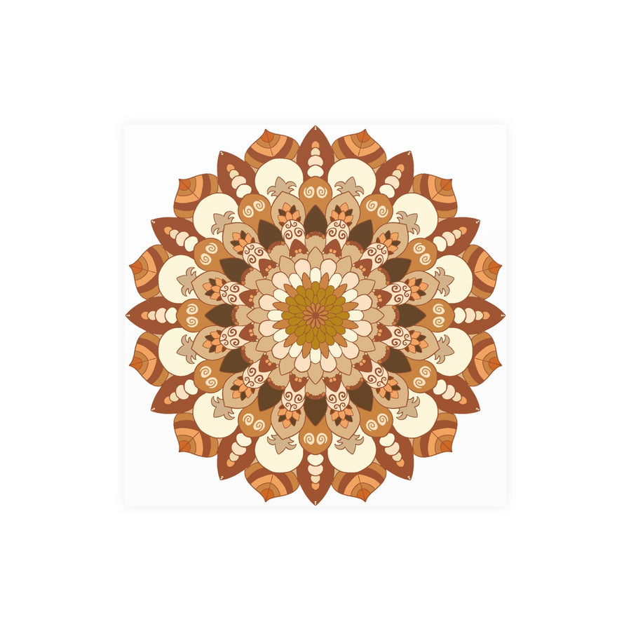 Brown & Orange Mandala Poster - Floral Art Print Poster - Blululi