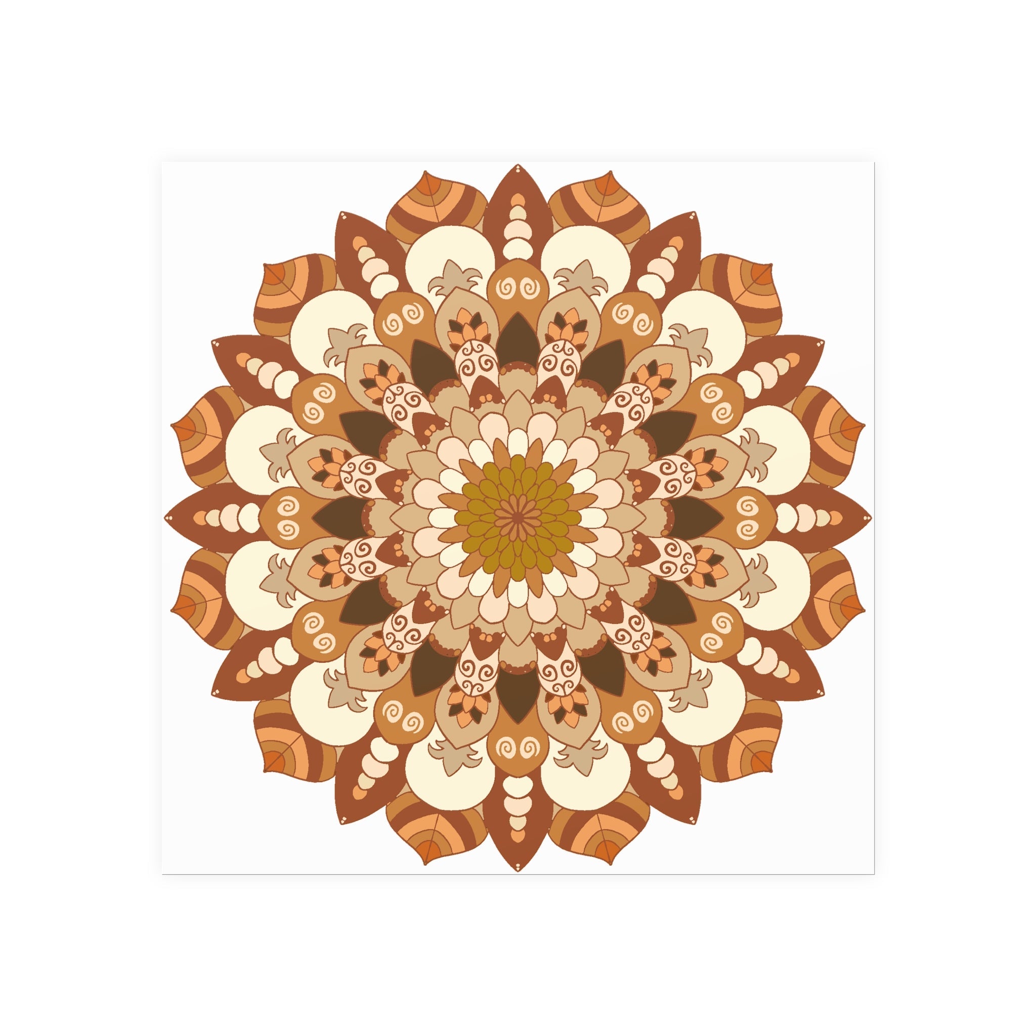 Brown & Orange Mandala Poster - Floral Art Print Poster - Blululi