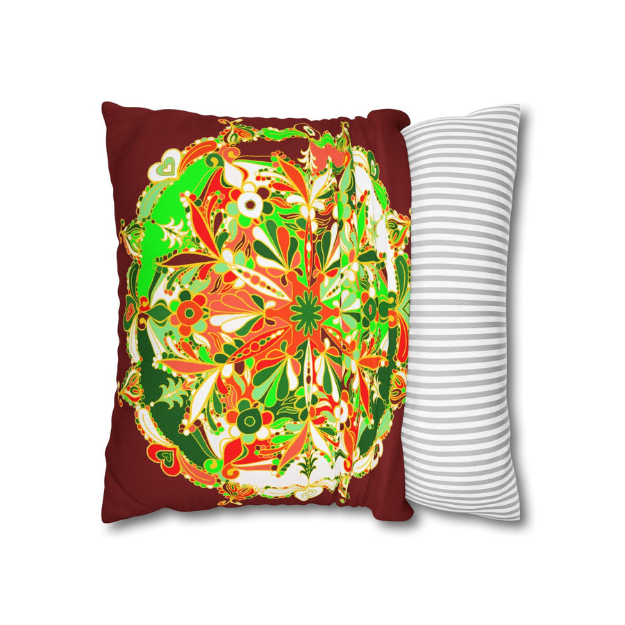 Christmas pillowcase for bed - Spun Polyester Square Pillowcase Mandala Art - Original Fine Art - Hand - drawn - Blululi