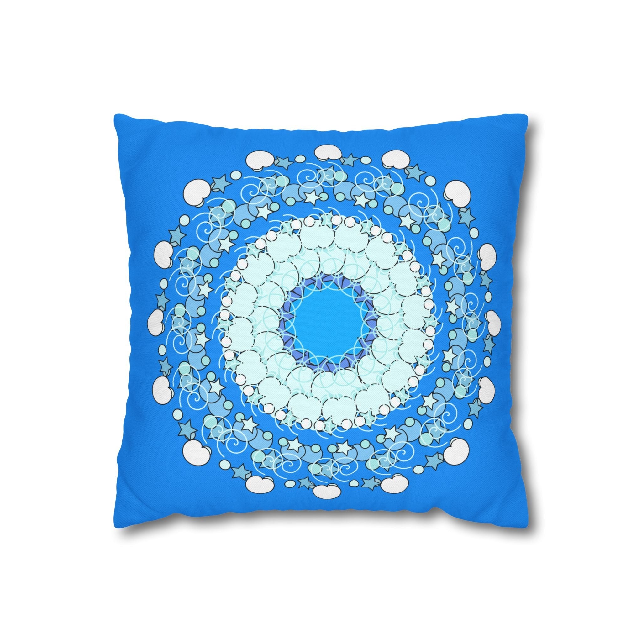 Christmas Snowflakes Pillowcase for Kids' Bed - Spun Polyester Square Pillowcase Mandala Art - Original Fine Art - Hand - drawn, Sky Blue - Blululi