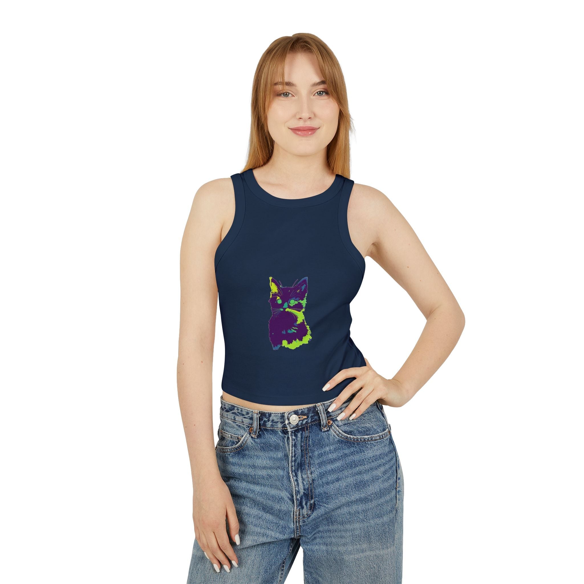 Colorful Cat Watercolor Racerback Tank Top Tank Top - Blululi