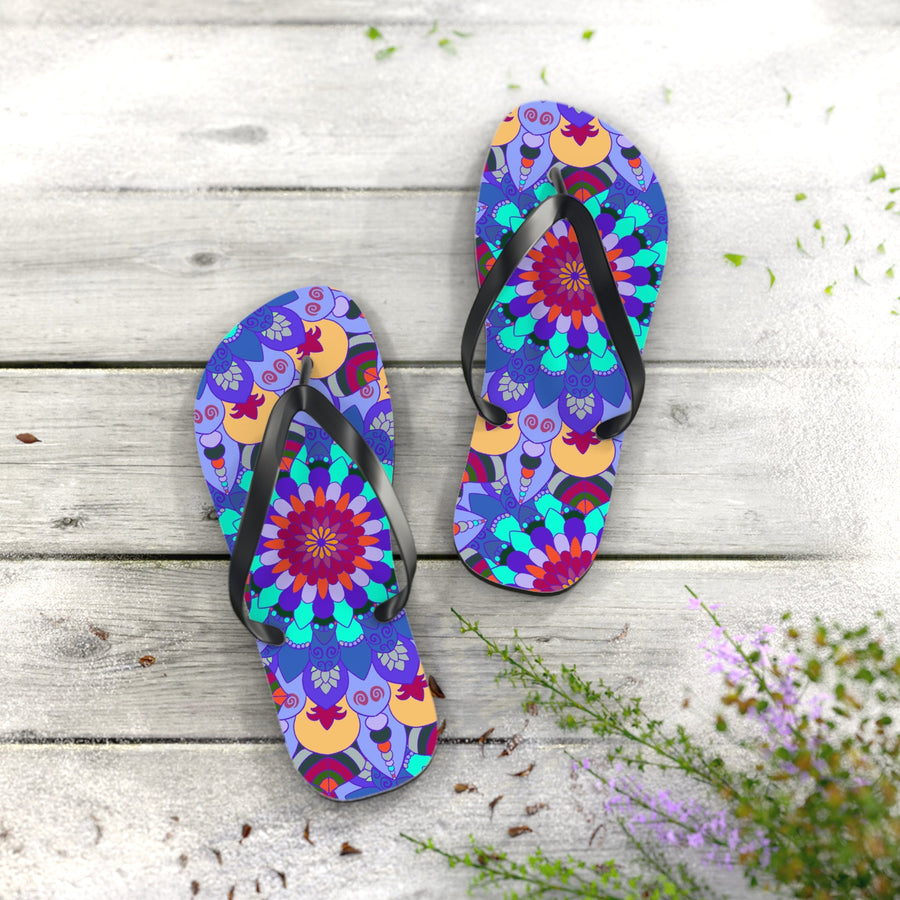 Colorful Mandala Flip Flops - Bohemian Beach Style Shoes - Blululi