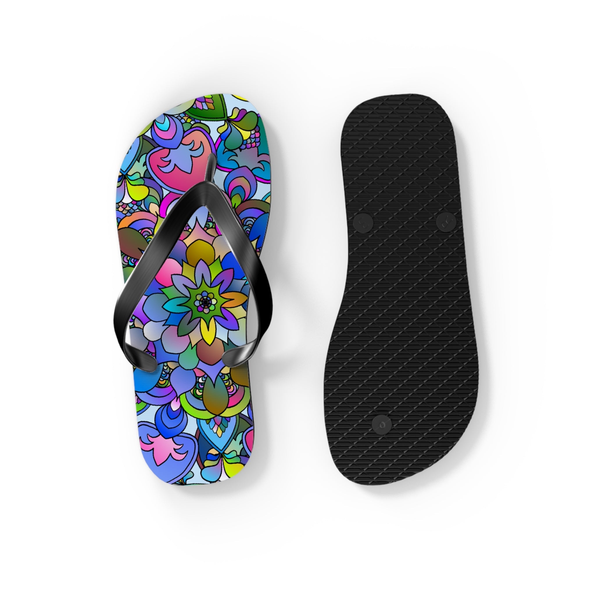 Colorful Mandala Flip Flops - Bohemian Beach Vibes Shoes - Blululi