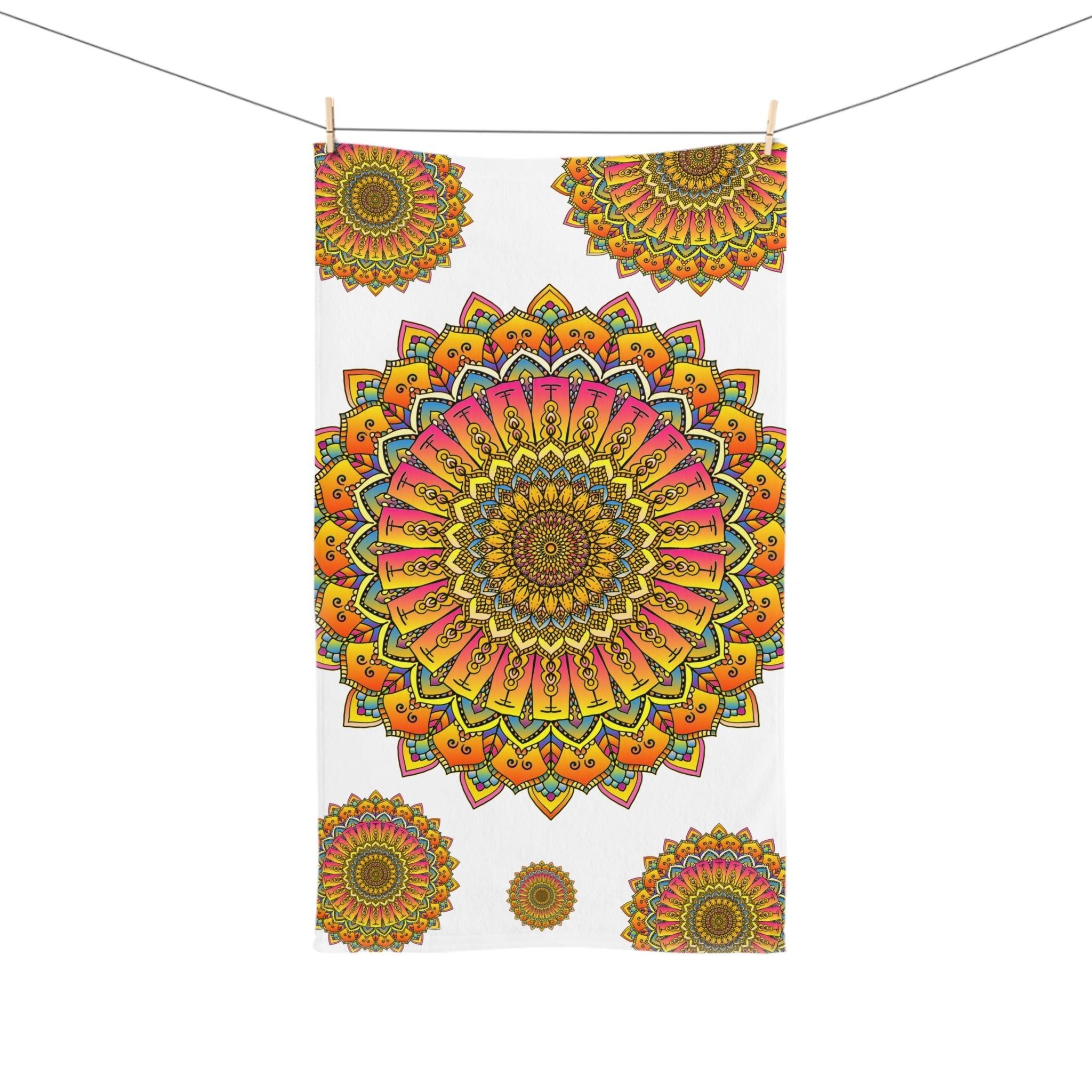 Colorful Mandala Hand Towel - Boho Decor Home Decor - Blululi