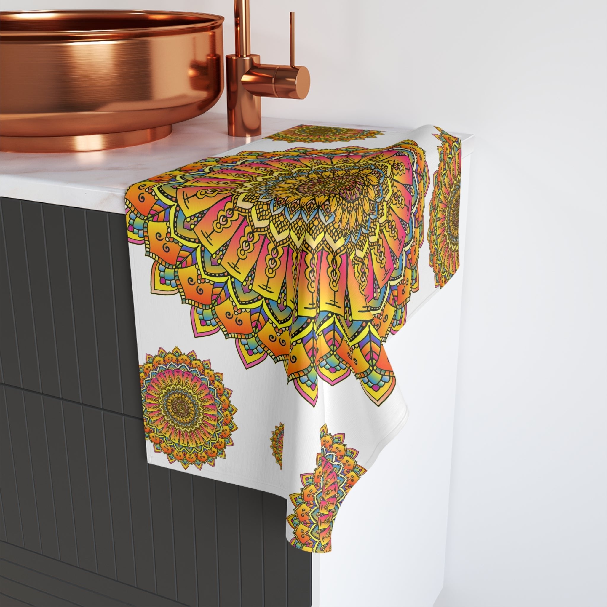 Colorful Mandala Hand Towel - Boho Decor Home Decor - Blululi