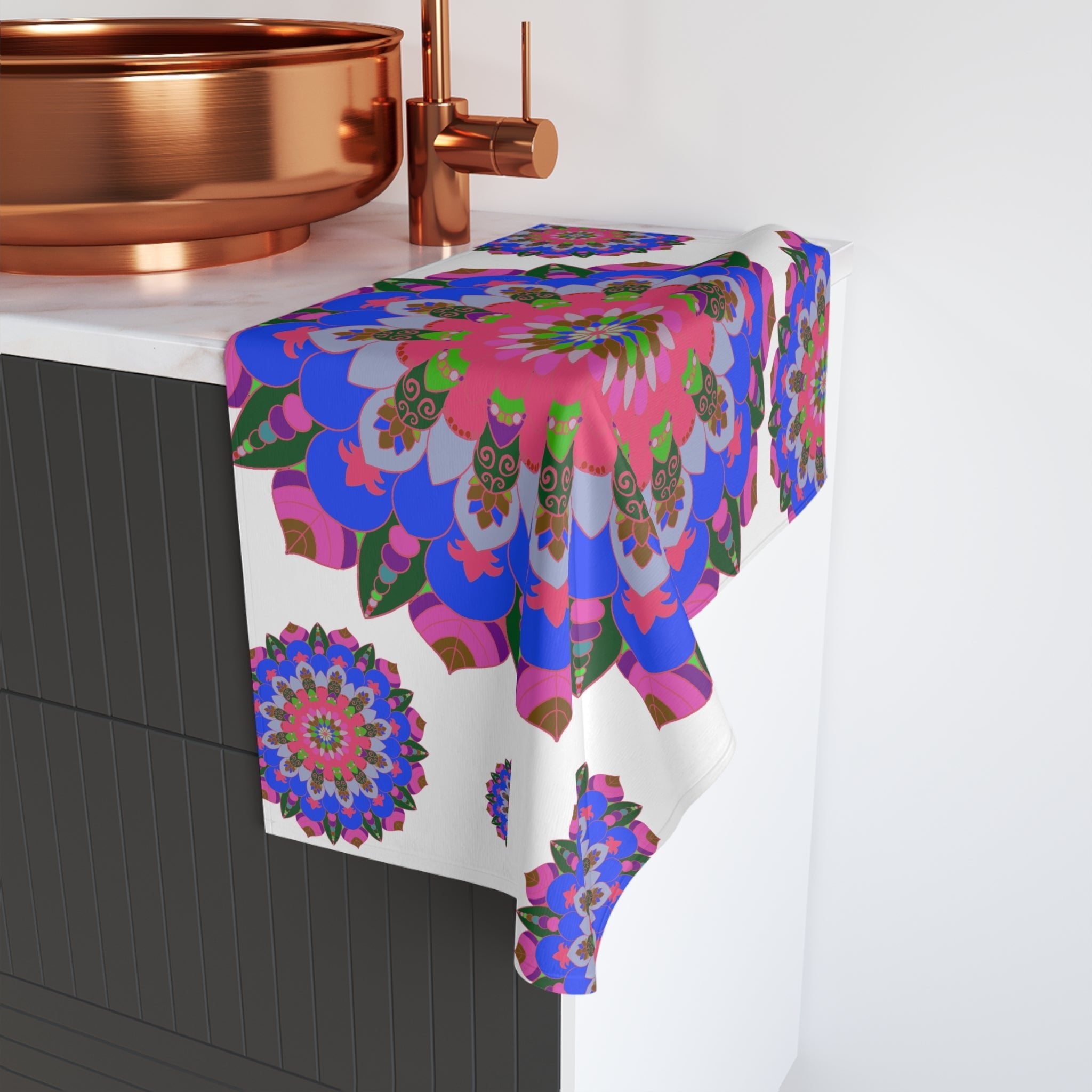Colorful Mandala Hand Towel - Intricate Design Home Decor - Blululi