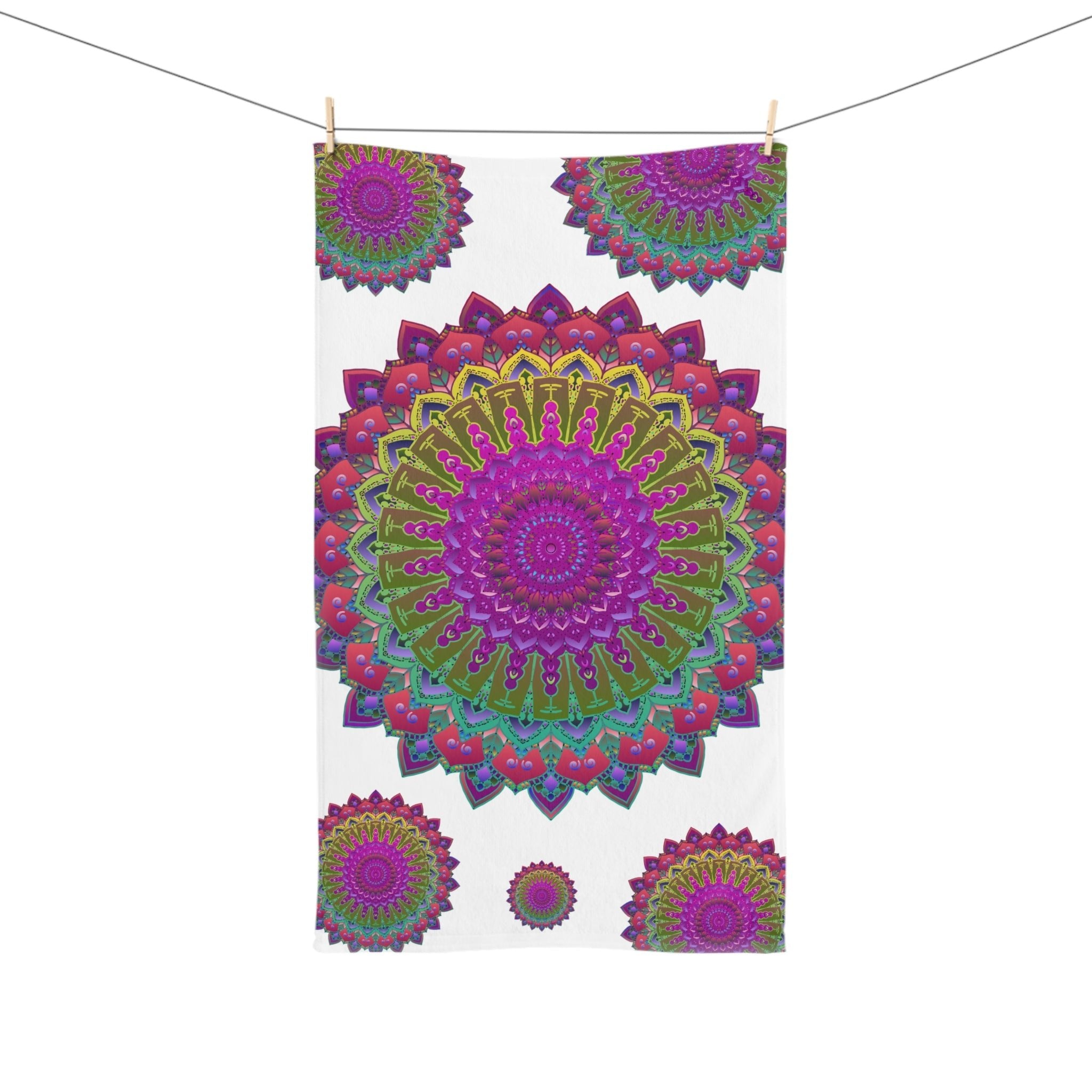 Colorful Mandala Hand Towel - Spiritual Decor Home Decor - Blululi