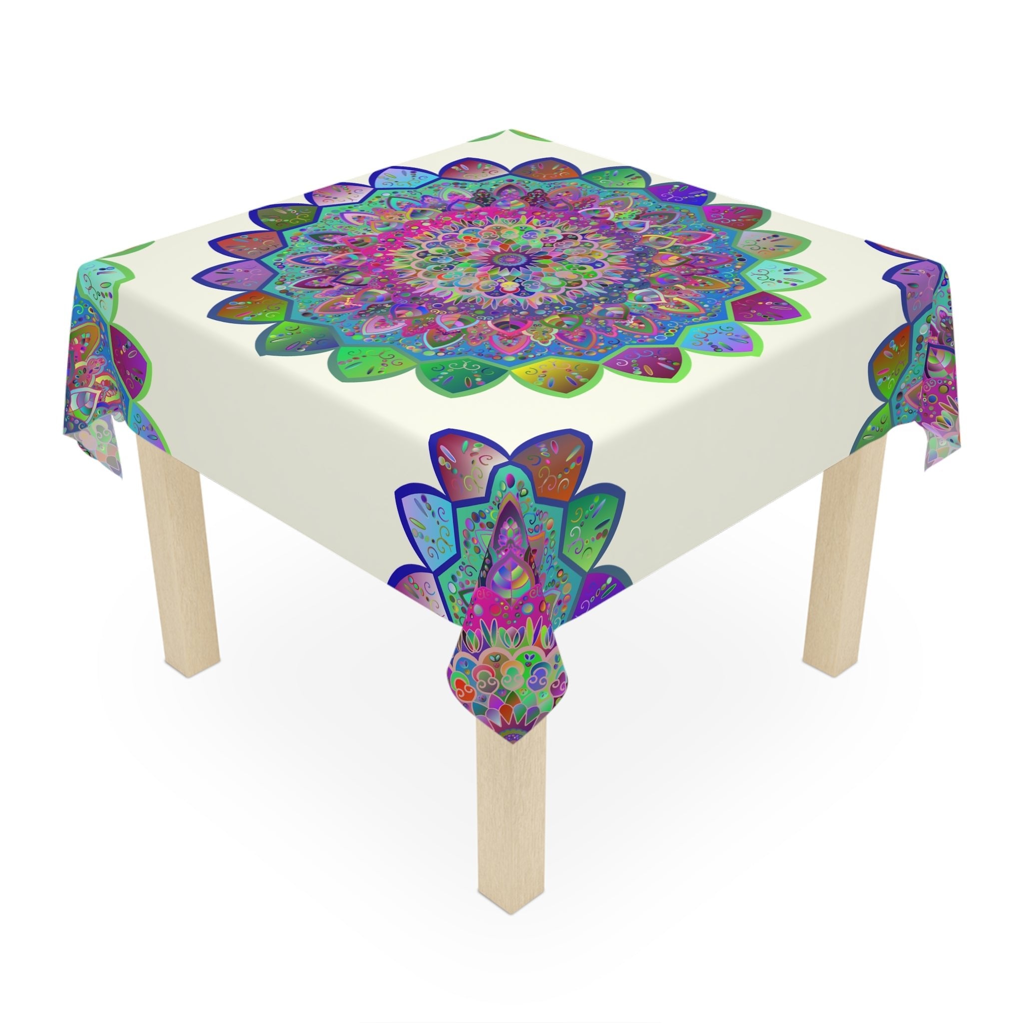 Colorful Mandala Tablecloth, Ivory Home Decor - Blululi