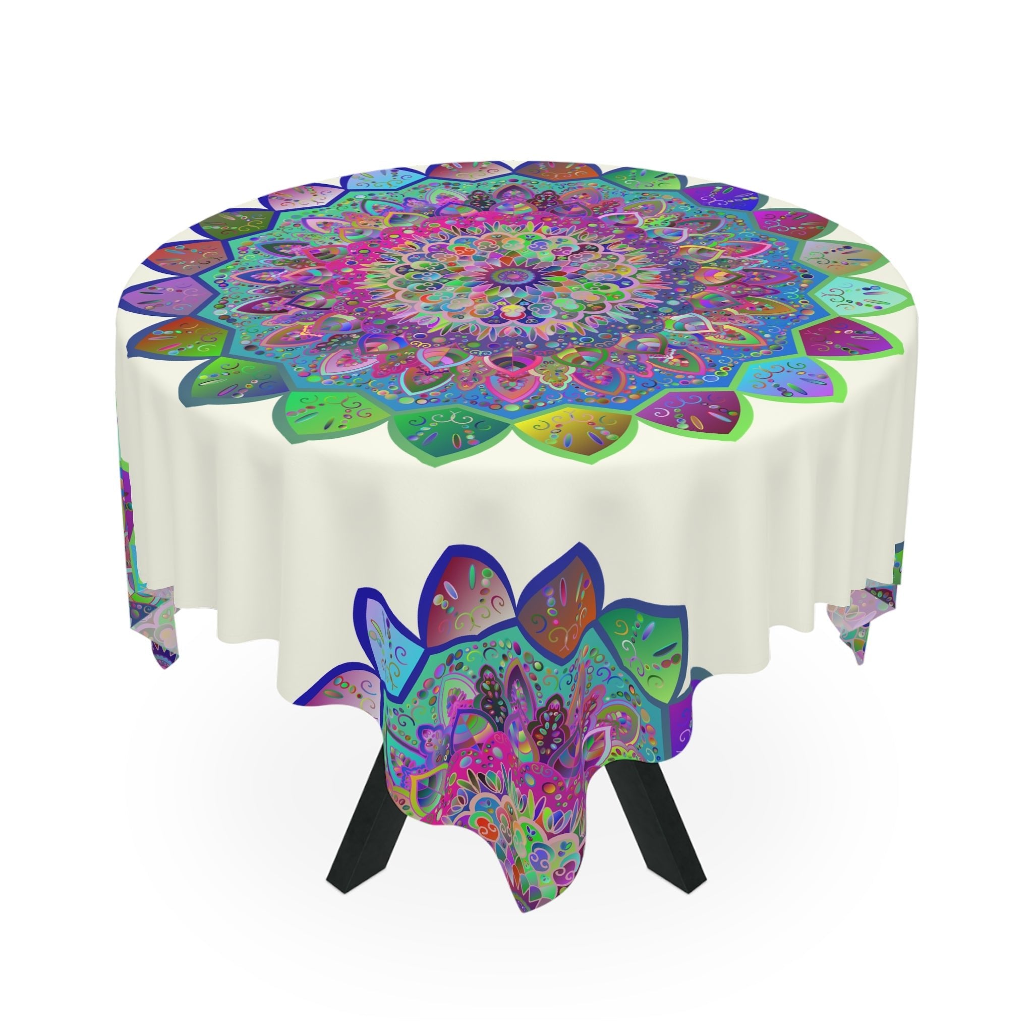 Colorful Mandala Tablecloth, Ivory Home Decor - Blululi