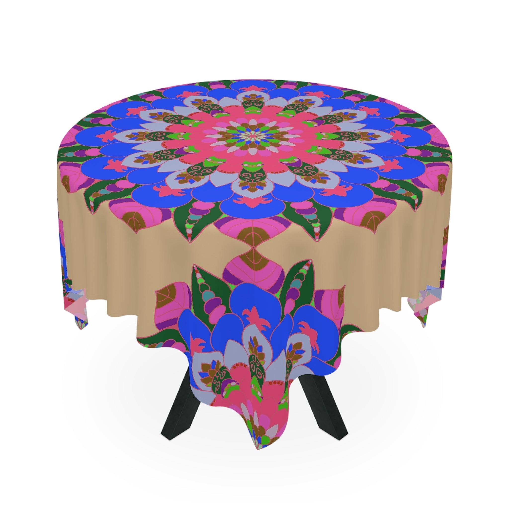 Colorful Mandala Tablecloth - Sand, Bohemian Decor Home Decor - Blululi