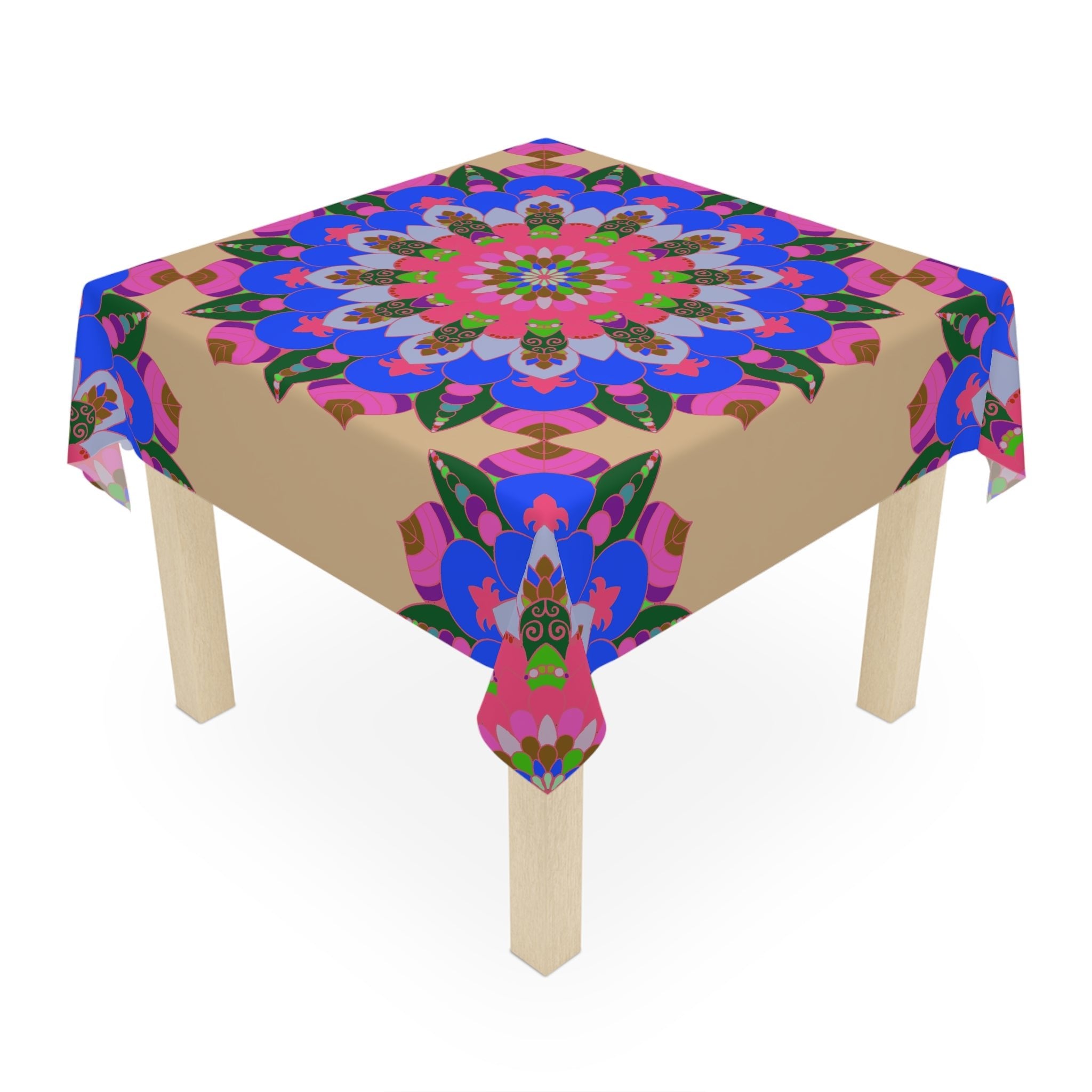 Colorful Mandala Tablecloth - Sand, Bohemian Decor Home Decor - Blululi