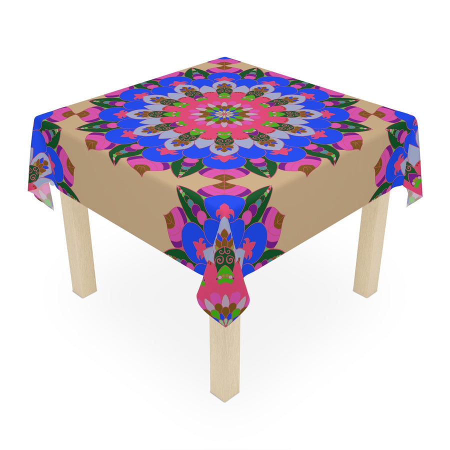 Colorful Mandala Tablecloth - Sand, Bohemian Decor Home Decor - Blululi