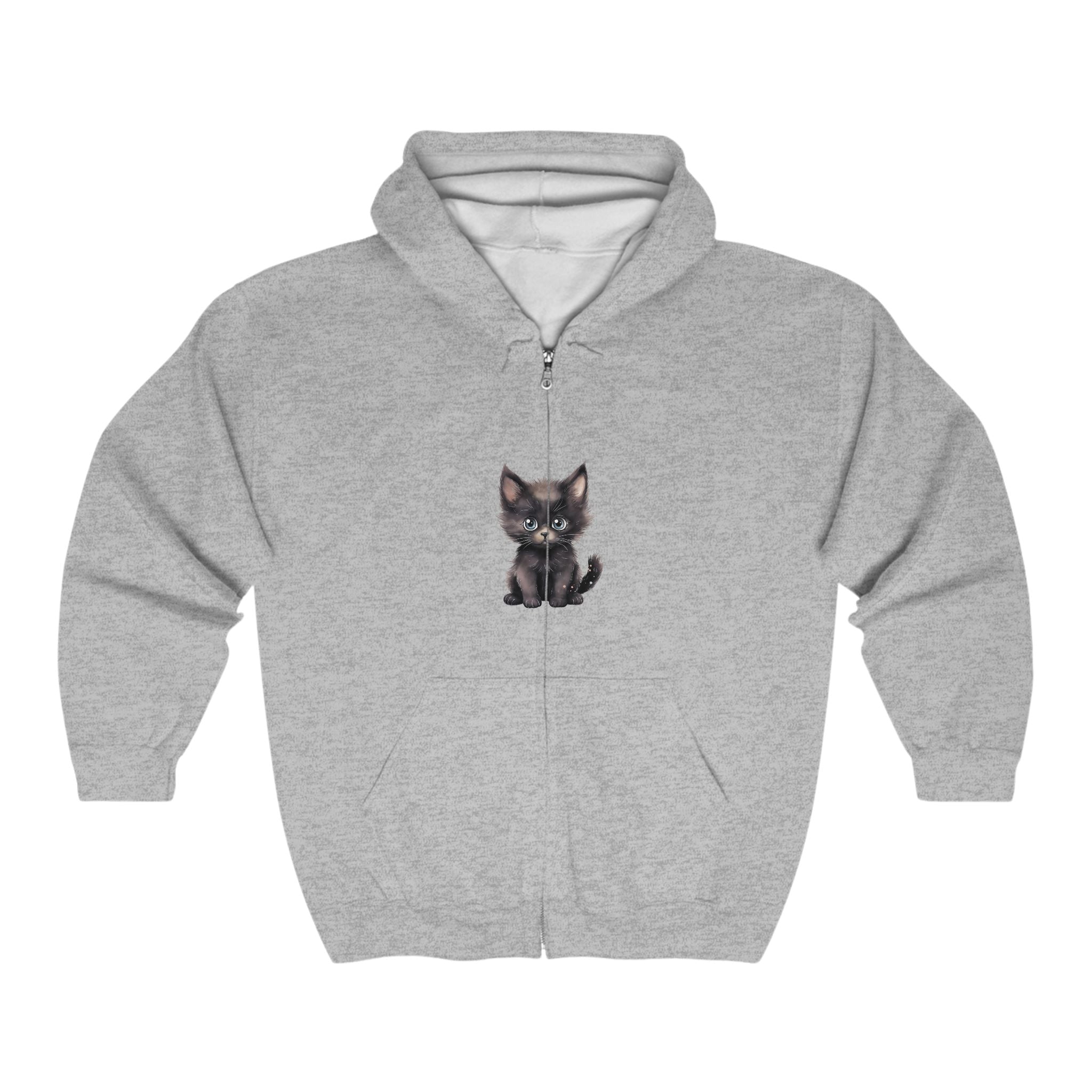 Cute Kitten Hoodie - Black & Gray Hoodie - Blululi