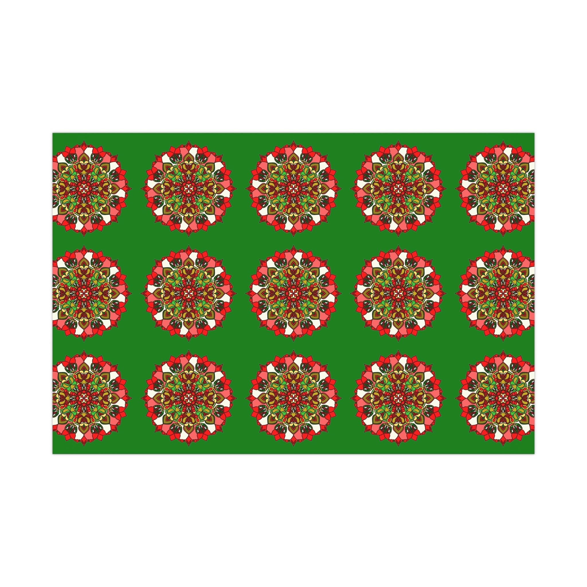 Festive Green Mandala Gift Wrap Paper - Premium Quality for Christmas Gifts - Blululi