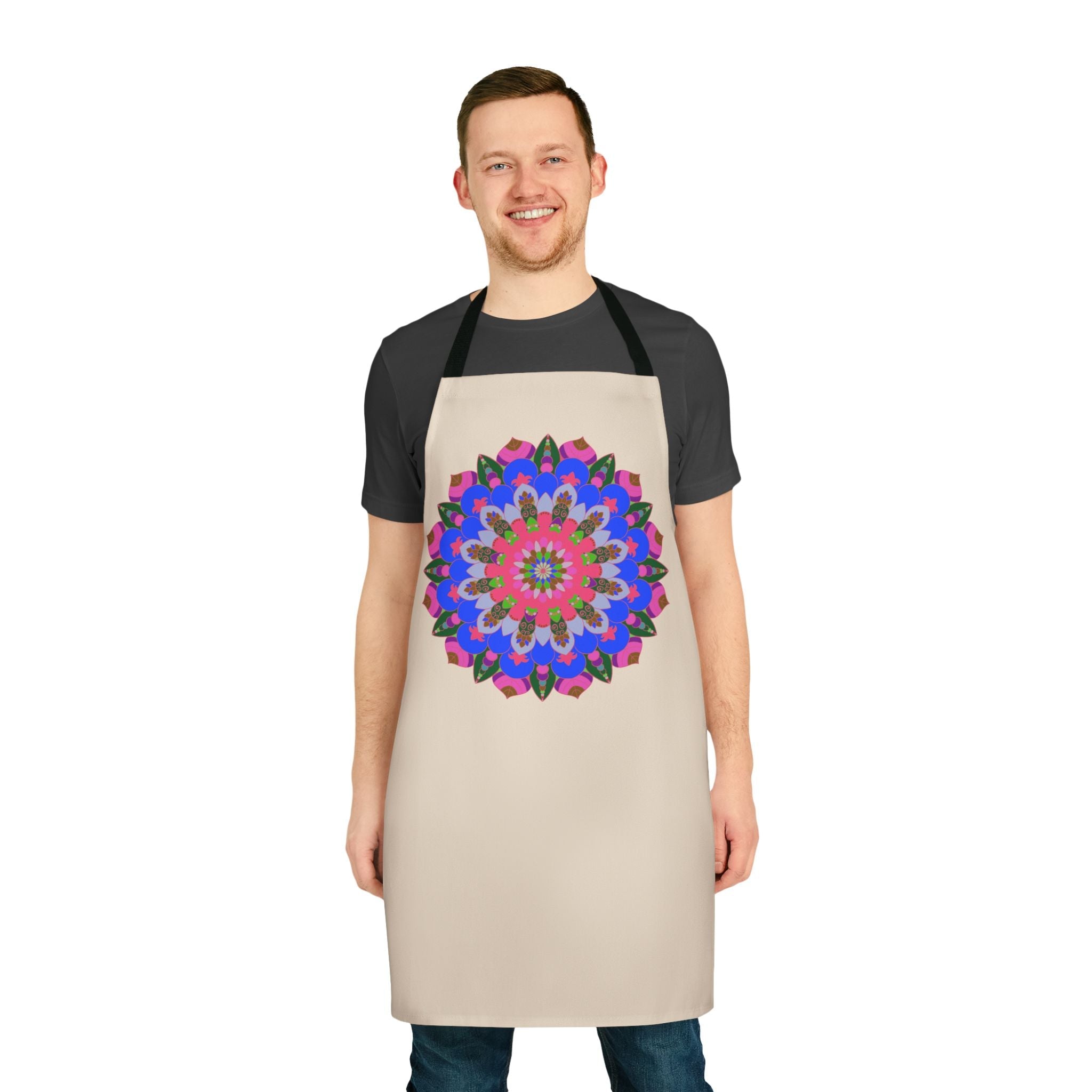Hand - Drawn Mandala Art Apron - Beige All Over Prints - Blululi