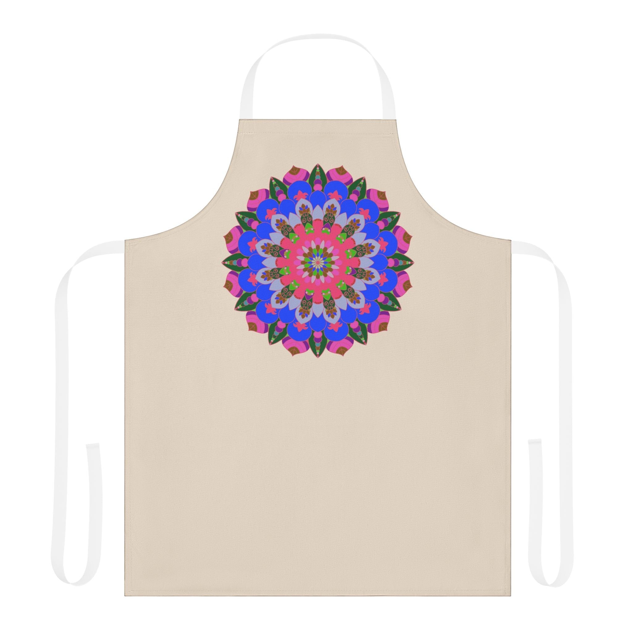 Hand - Drawn Mandala Art Apron - Beige All Over Prints - Blululi