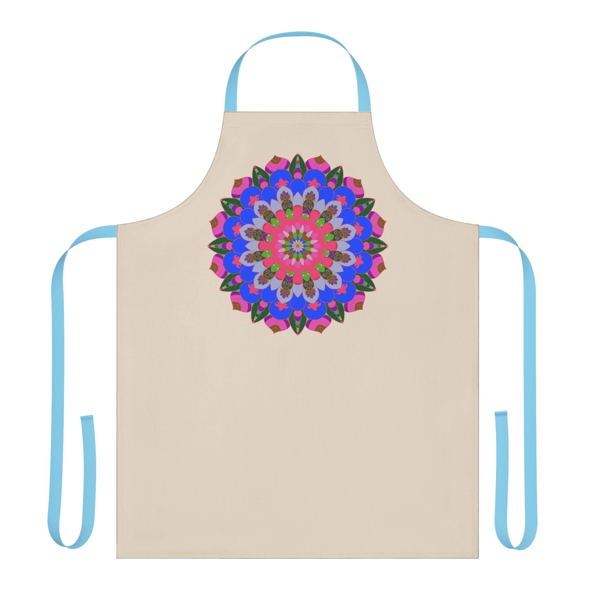 Hand - Drawn Mandala Art Apron - Beige All Over Prints - Blululi