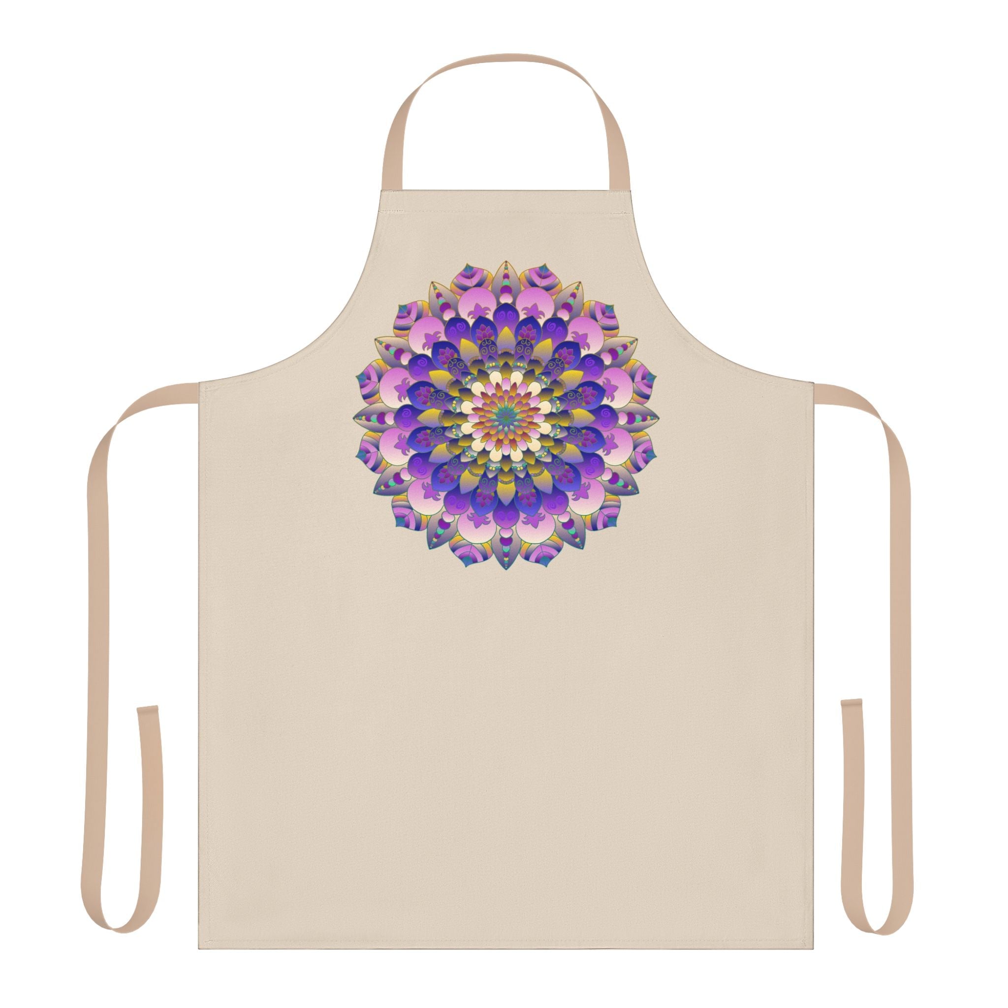 Hand - Drawn Mandala Art Apron - Beige All Over Prints - Blululi