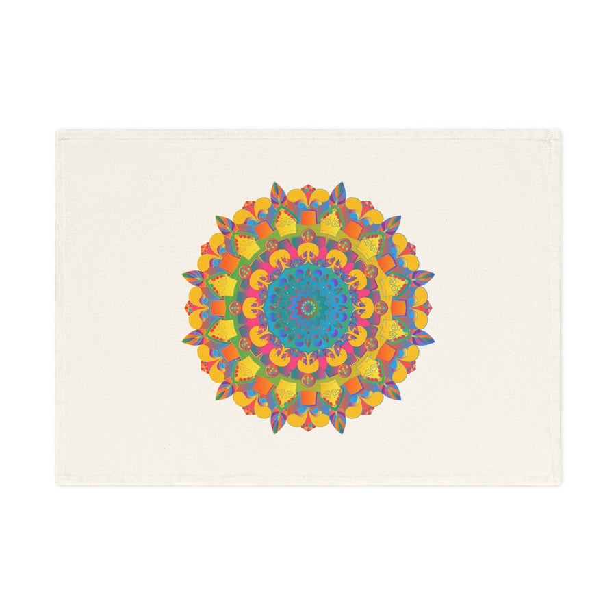 Hand Drawn Mandala Tea Towel - Gold and Blue Shades - 19.6" x 27.5 Home Decor - Blululi