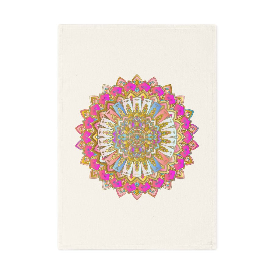 Hand Drawn Mandala Tea Towel - Pastel and Pink - 19.6" x 27.5 Home Decor - Blululi