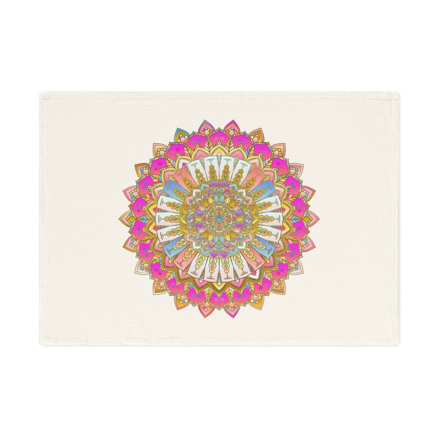 Hand Drawn Mandala Tea Towel - Pastel and Pink - 19.6" x 27.5 Home Decor - Blululi