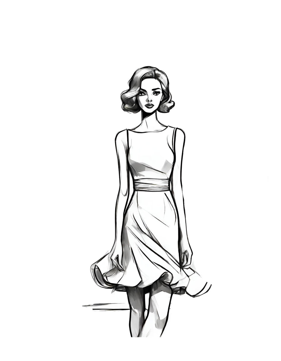 Fashion Coloring Page of a Japanese Kimono Dress, Celebrating Cultural Diversity in the World Fashion Dresses Coloring Pages by Blululi